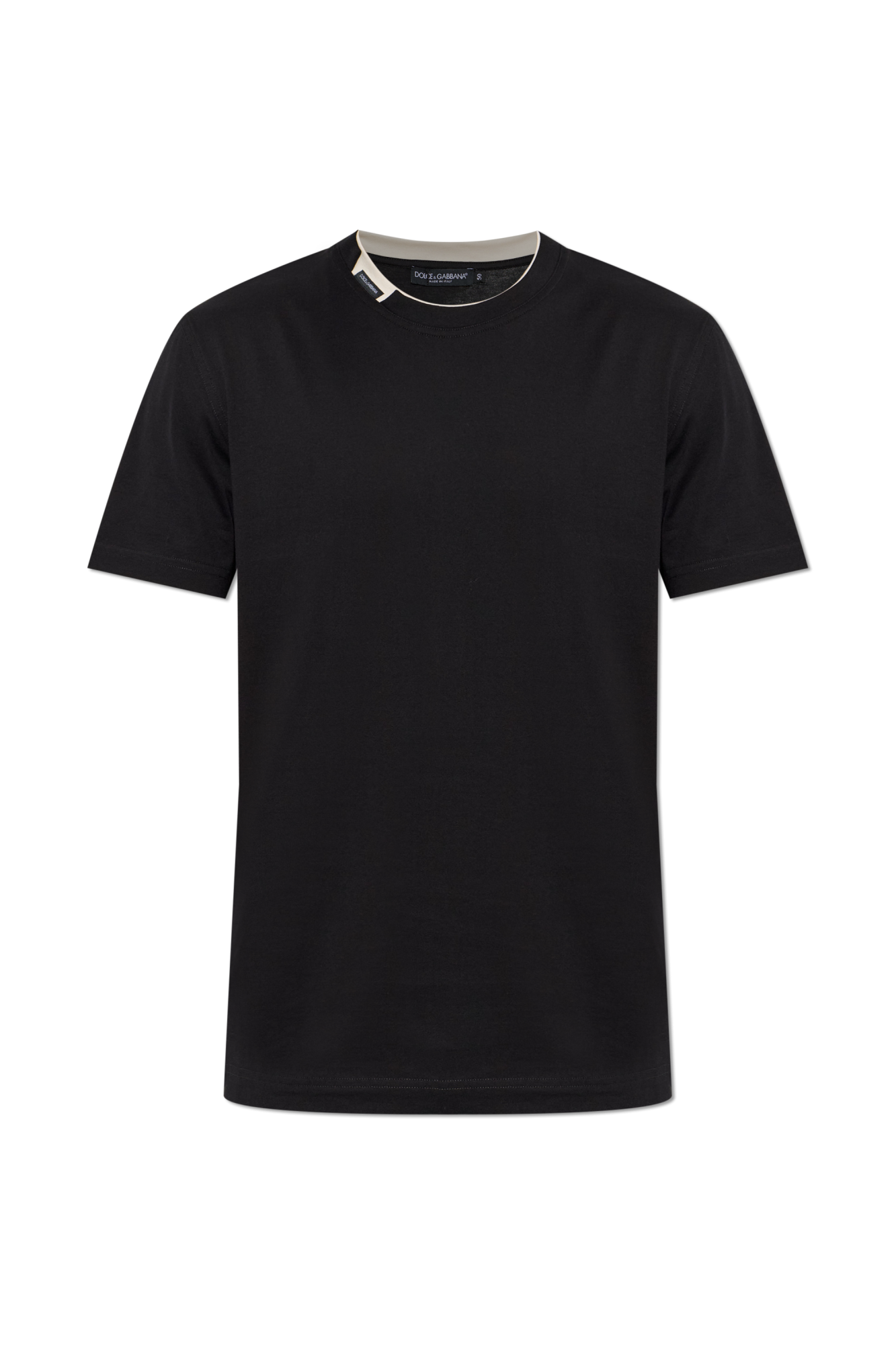Dolce & Gabbana T-shirt Z Naszywką Z Logo Przy Dekolcie, Mężczyźni, Czarny