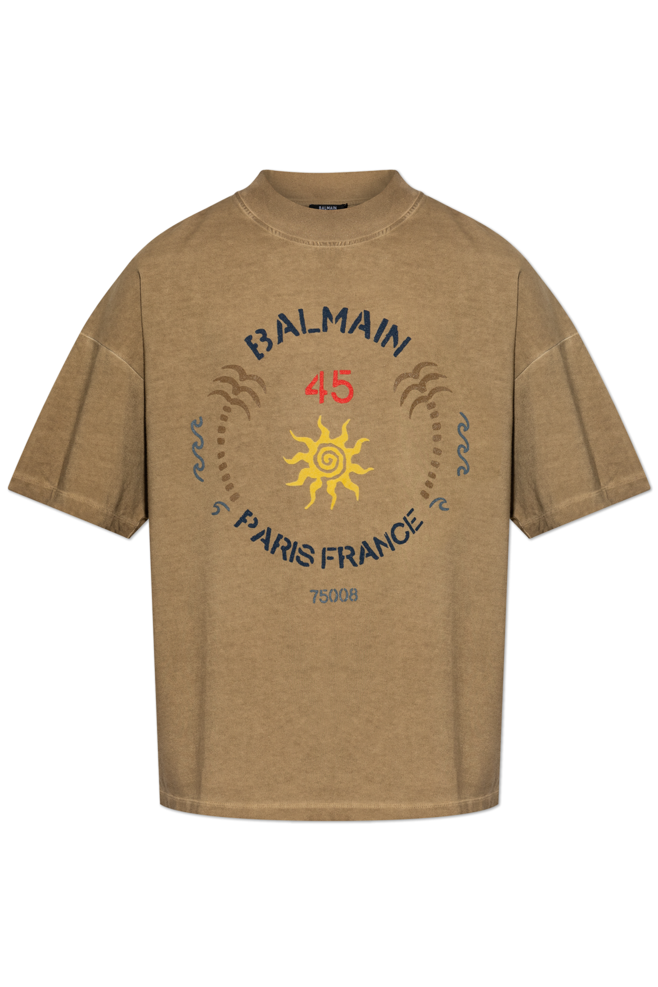 Balmain T-shirt Z Nadrukiem, Mężczyźni, Brązowy