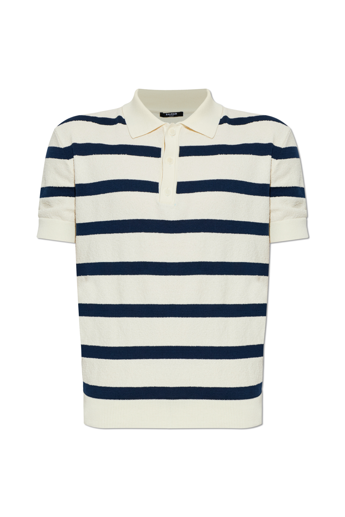 Balmain Polo Ze Wzorem W Pasy, Mężczyźni, Kremowy