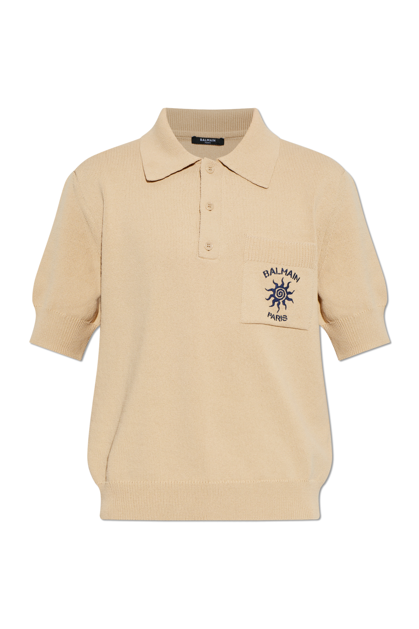Balmain Polo Z Kieszenią, Mężczyźni, Beżowy