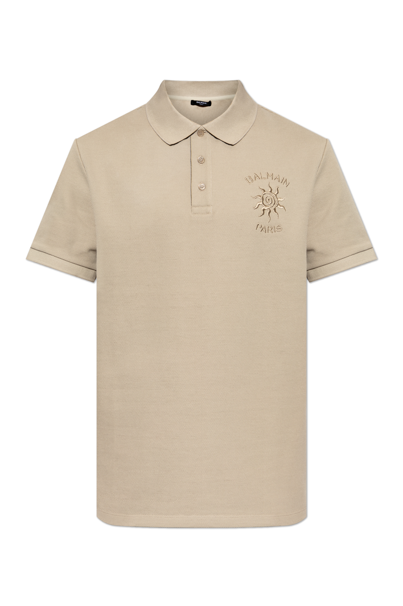 Balmain Polo Z Wyszytym Logo, Mężczyźni, Beżowy