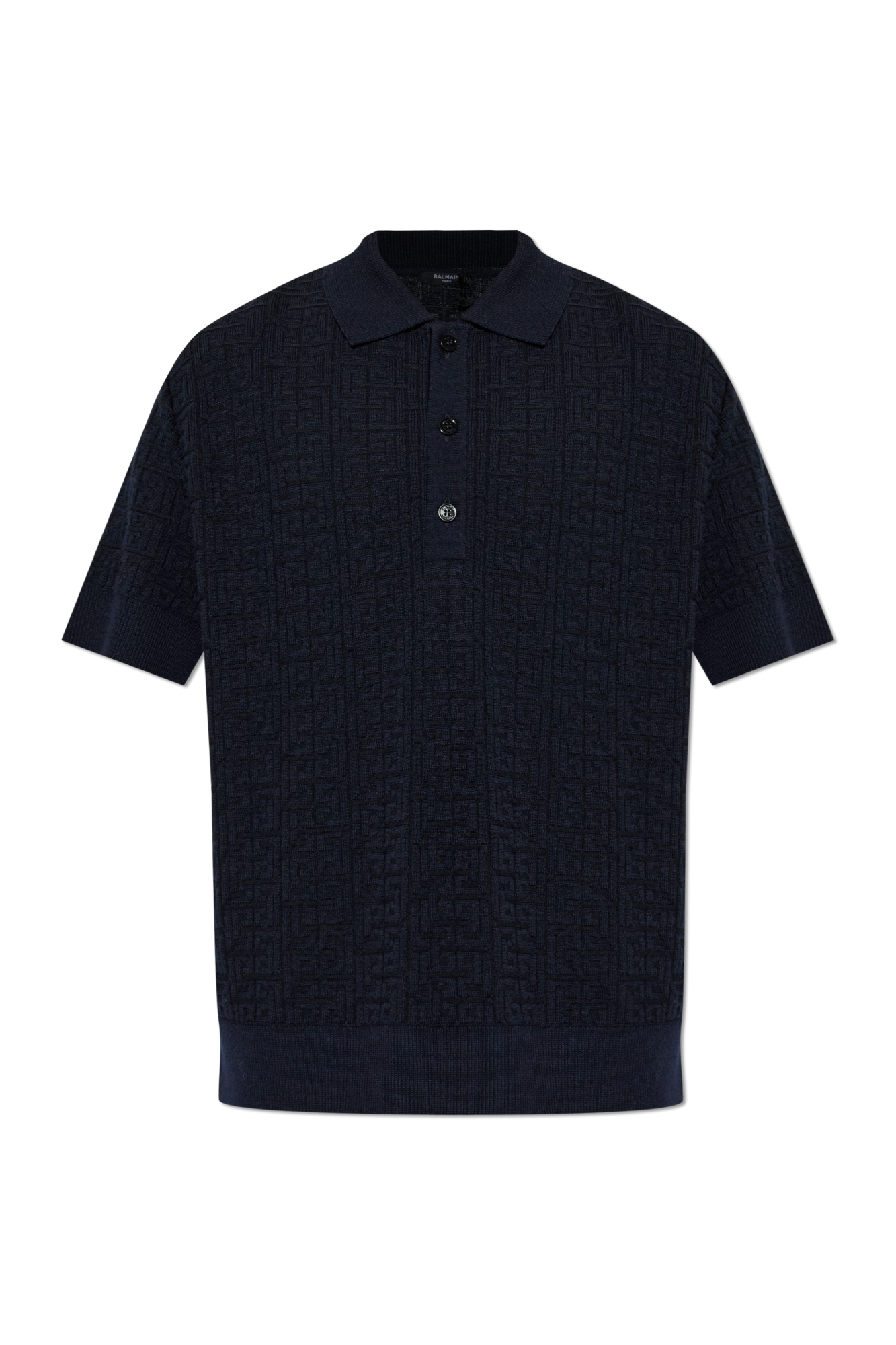 Balmain Polo Z Monogramem, Mężczyźni, Granatowy