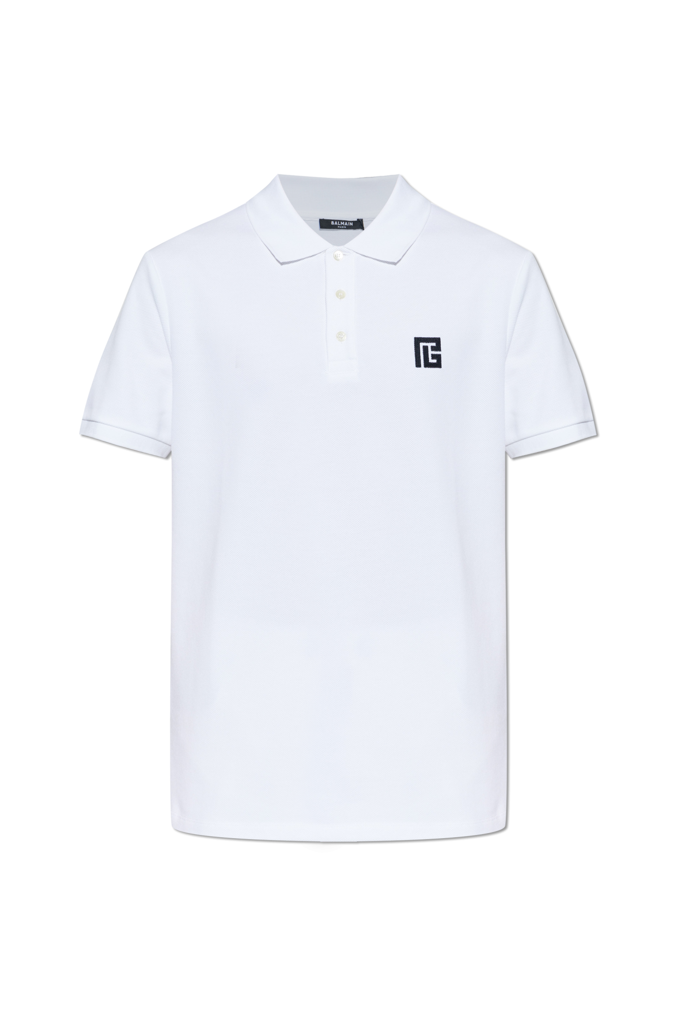 Balmain Polo Z Wyszytym Logo, Mężczyźni, Biały