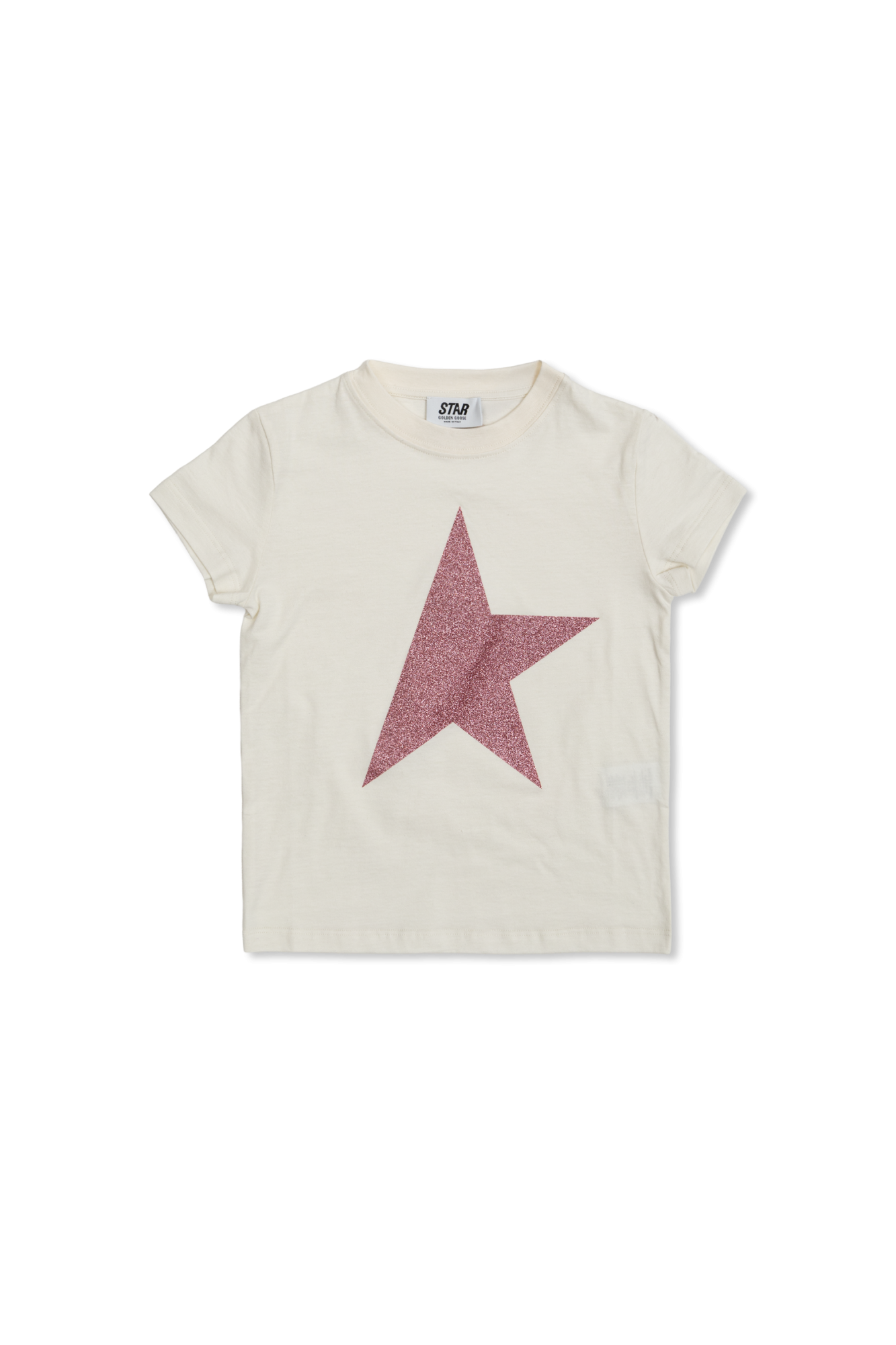 Golden Goose Kids T-shirt Z Brokatowym Logo, Unisex, Kremowy