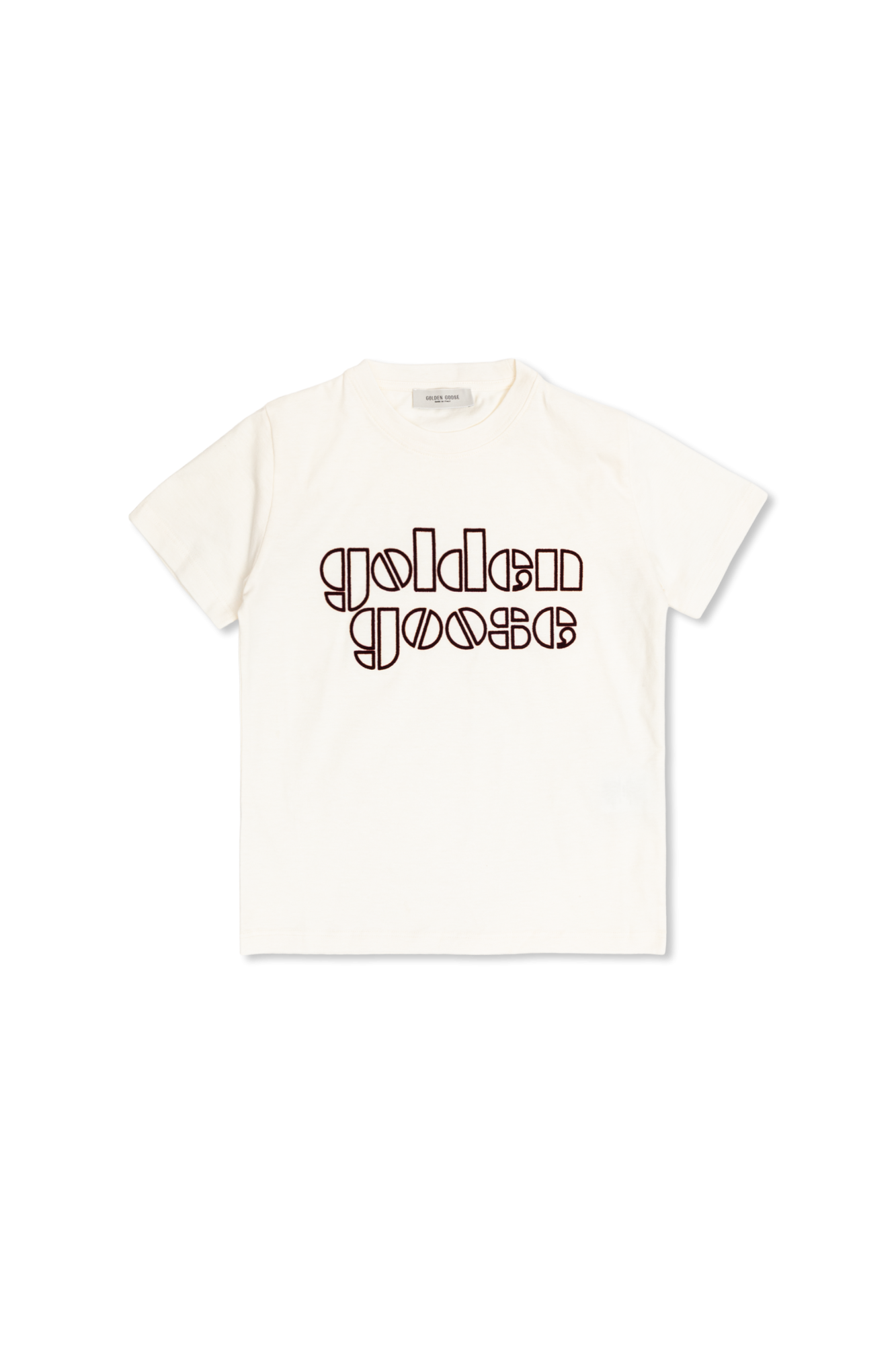 Golden Goose Kids T-shirt Z Wyszytym Logo, Unisex, Kremowy