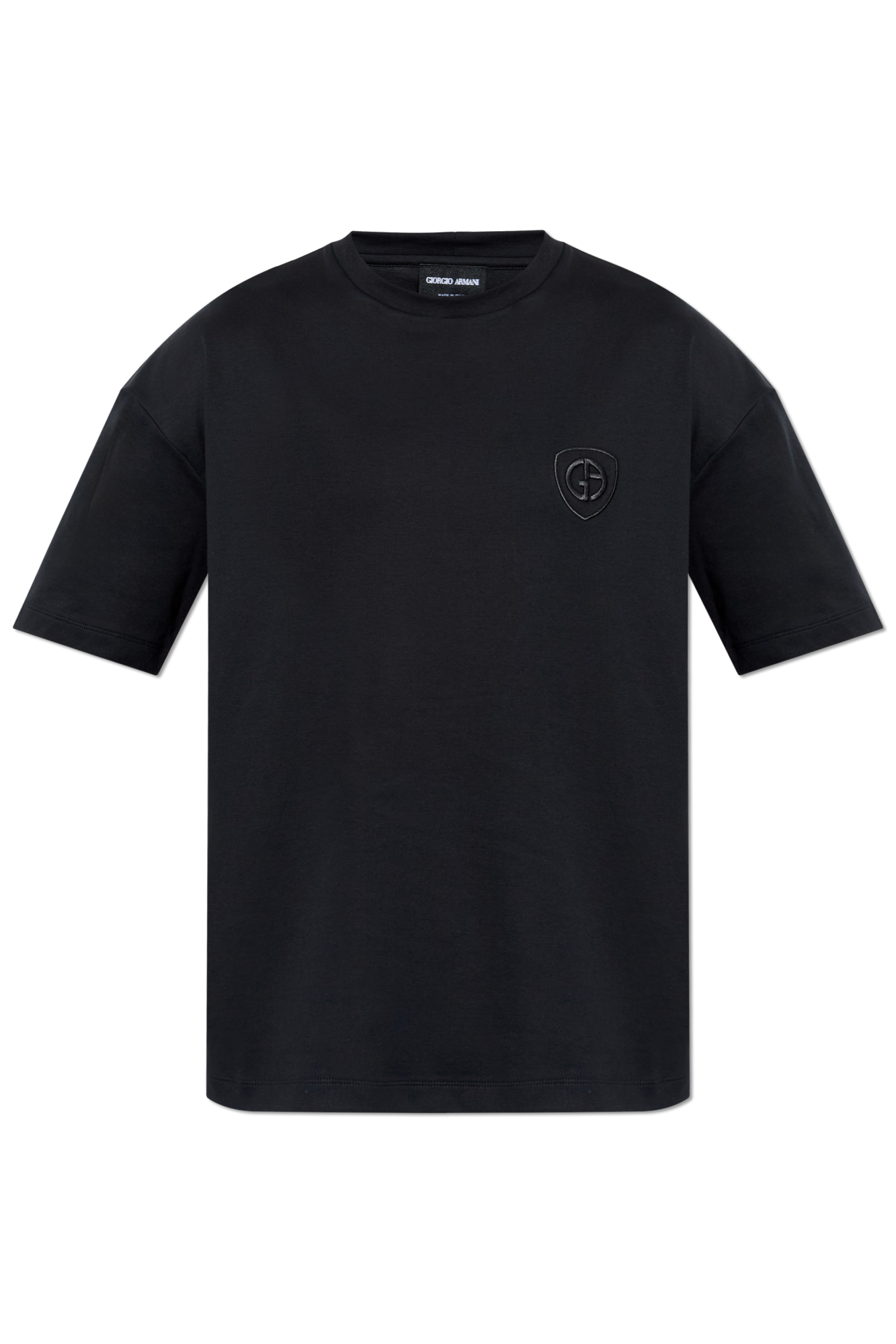 Giorgio Armani T-shirt Z Wyszytym Logo, Mężczyźni, Czarny