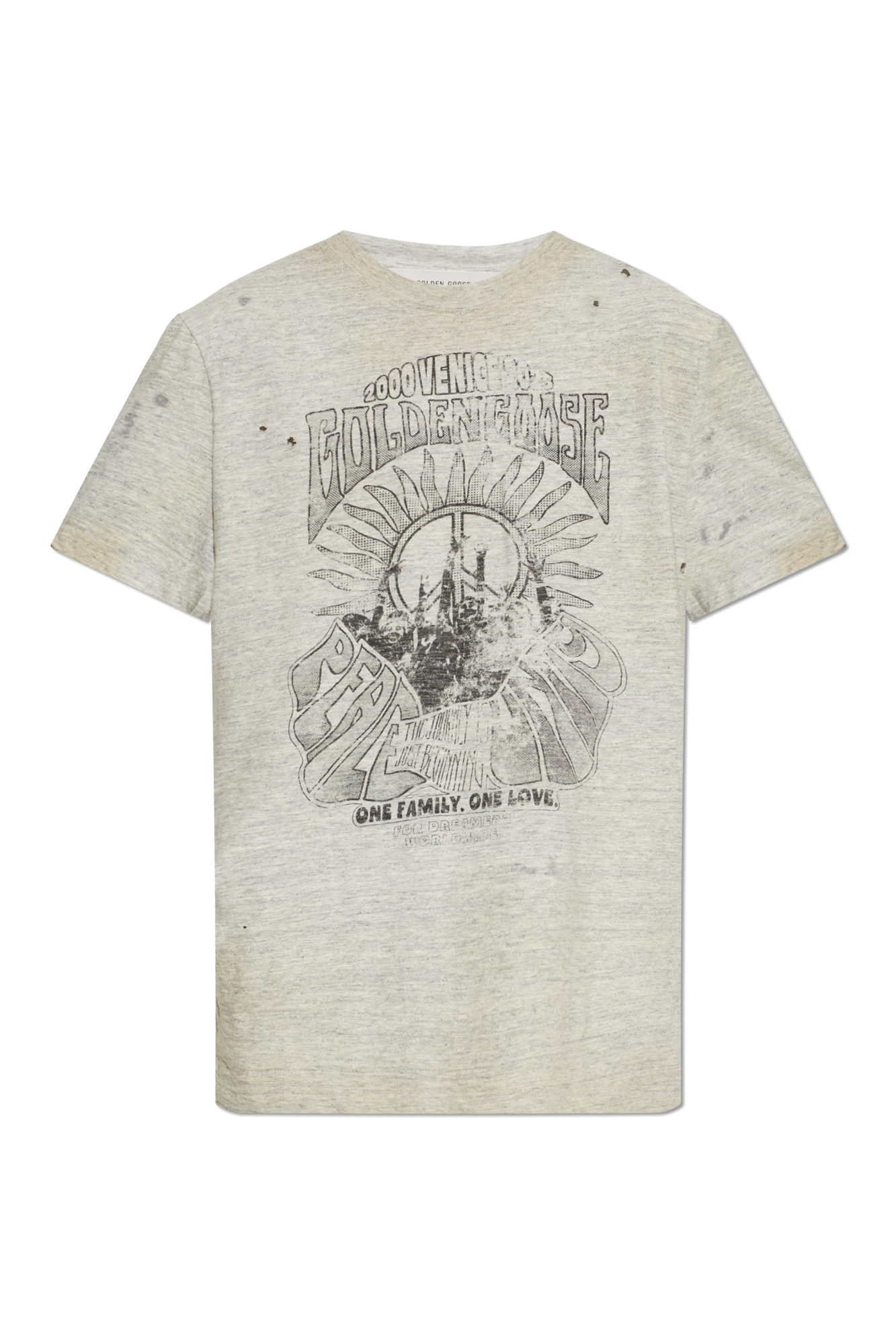 Golden Goose T-shirt Z Efektem Vintage, Mężczyźni, Szary