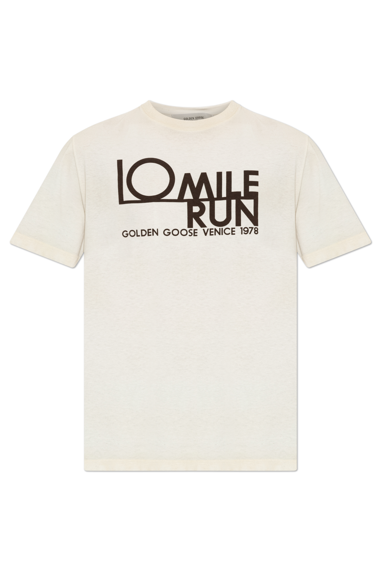 Golden Goose T-shirt Z Logo, Mężczyźni, Kremowy
