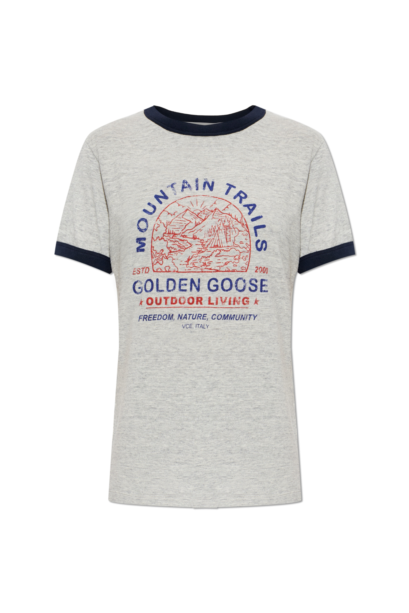 Golden Goose T-shirt Z Nadrukiem, Kobiety, Szary