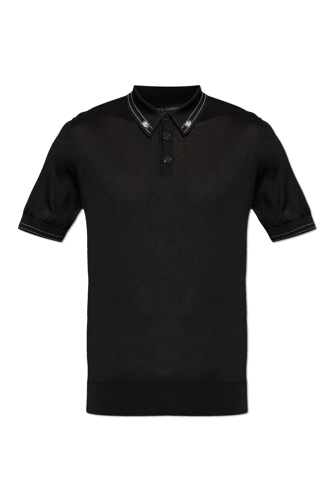 Dolce & Gabbana Jedwabne Polo, Mężczyźni, Czarny