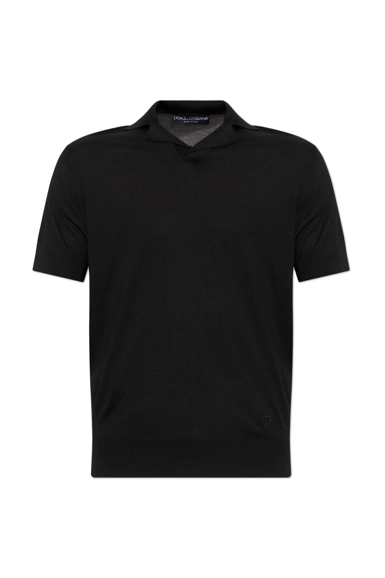 Dolce & Gabbana Jedwabne Polo, Mężczyźni, Czarny