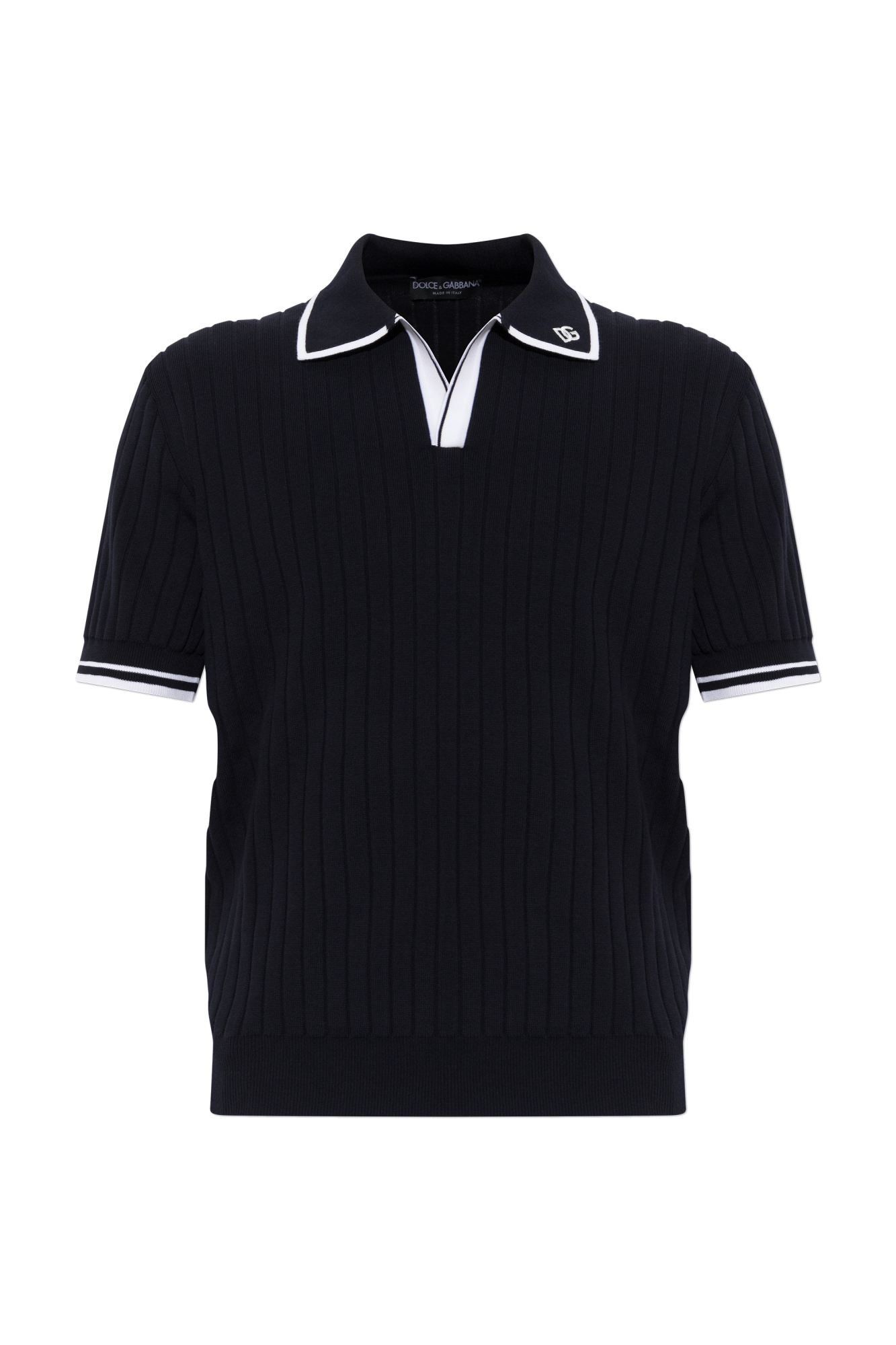 Dolce & Gabbana Polo Z Wyszytym Logo Na Kołnierzu, Mężczyźni, Granatowy