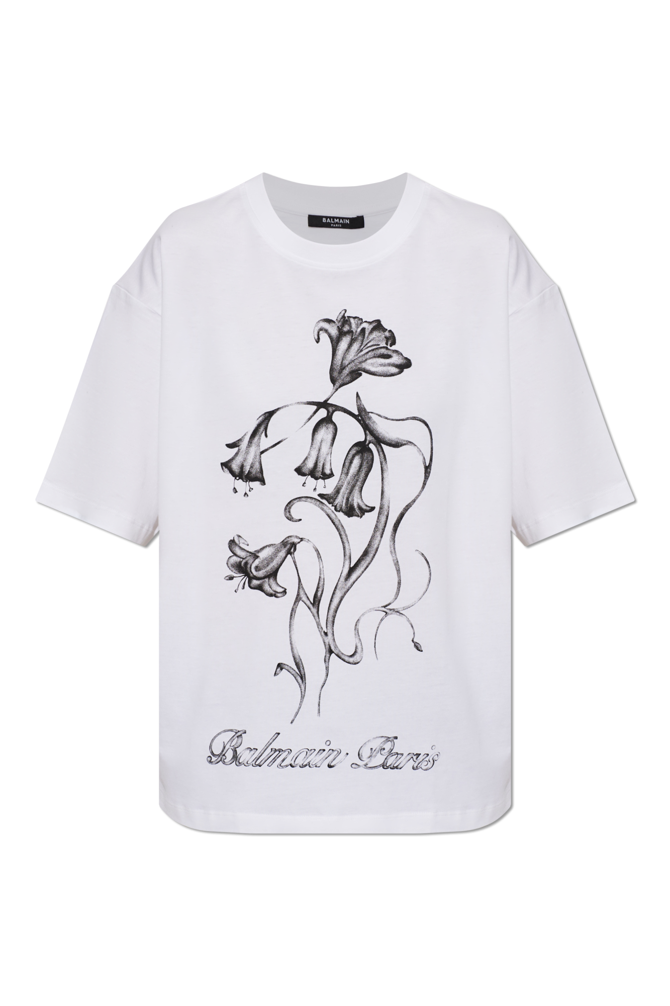 Balmain T-shirt Z Nadrukiem, Kobiety, Biały