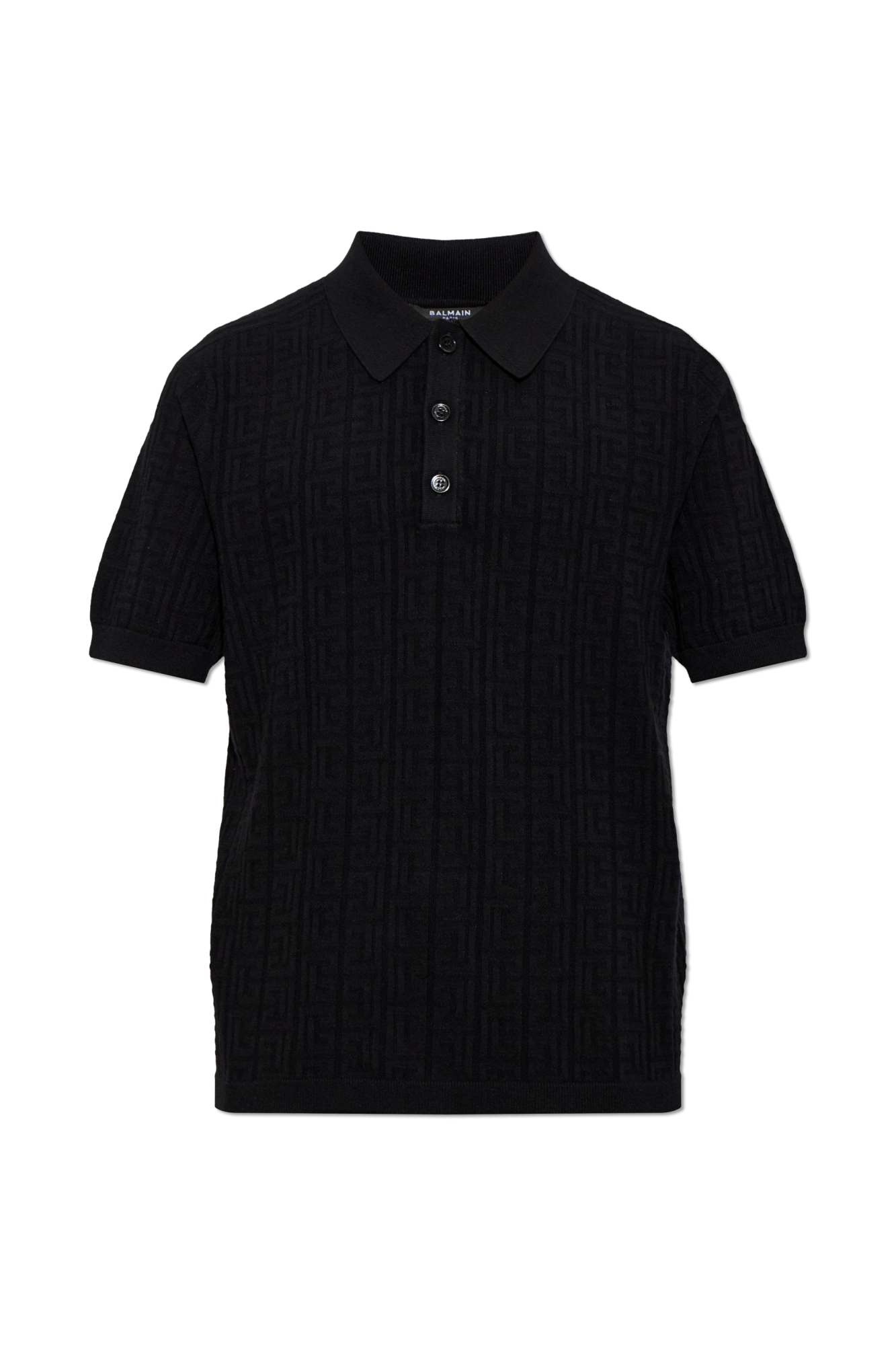 Balmain Polo Z Monogramem, Mężczyźni, Czarny