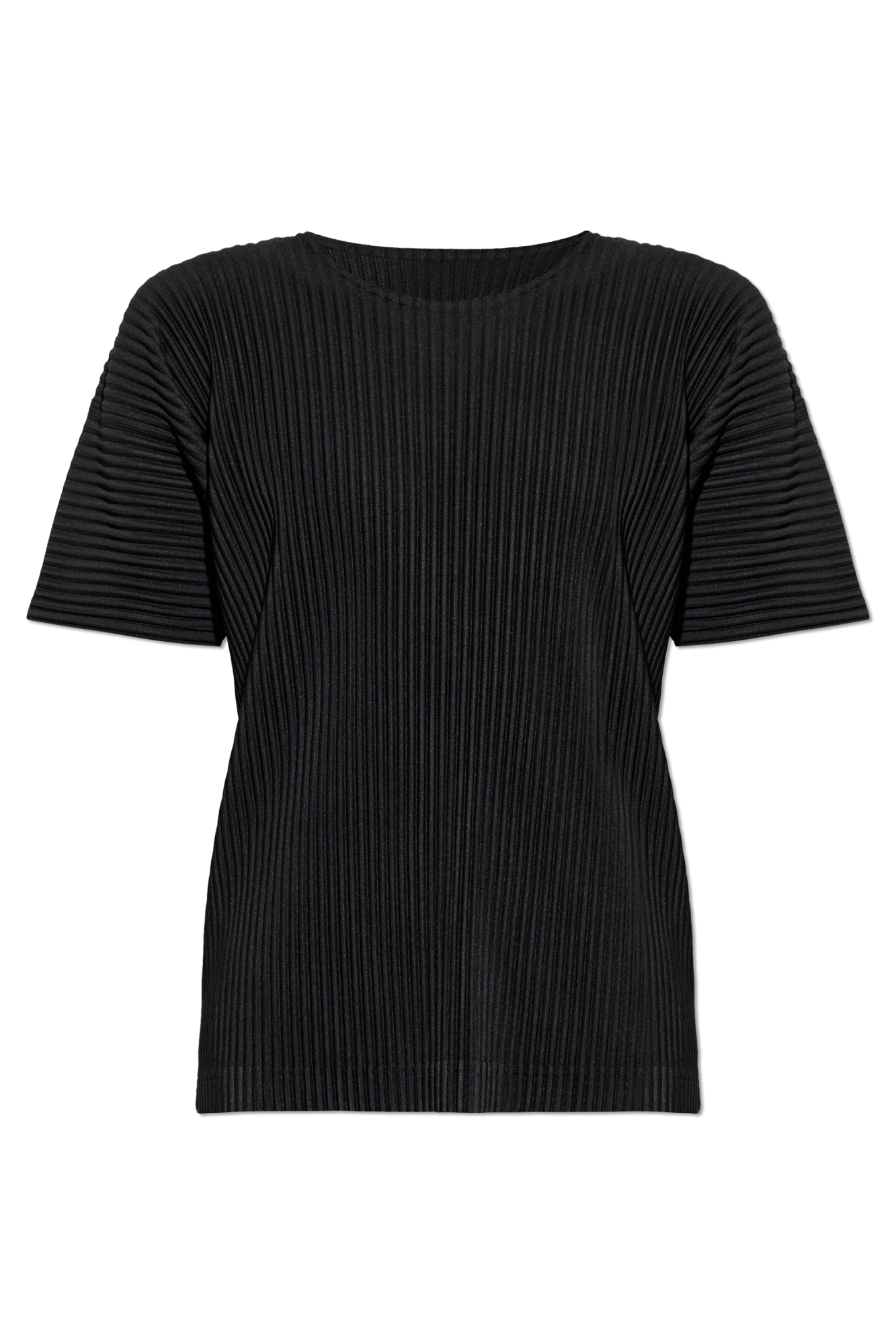 Homme Plissé Issey Miyake Plisowany T-shirt Z Okrągłym Dekoltem, Mężczyźni, Czarny