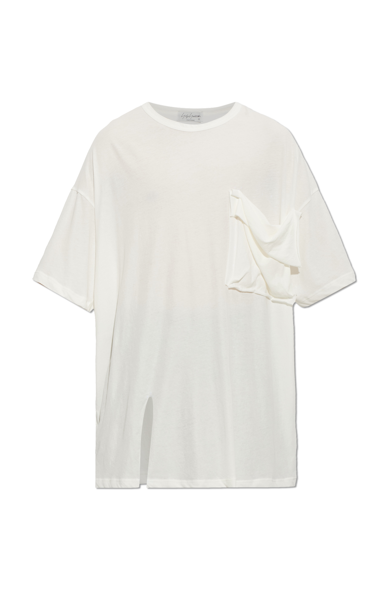 Yohji Yamamoto T-shirt Z Kieszenią, Mężczyźni, Biały
