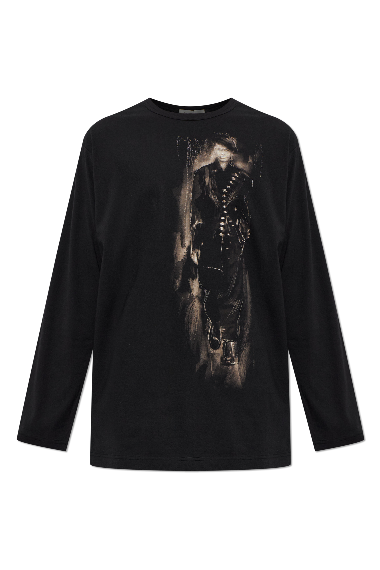 Yohji Yamamoto T-shirt Z Nadrukiem, Mężczyźni, Czarny