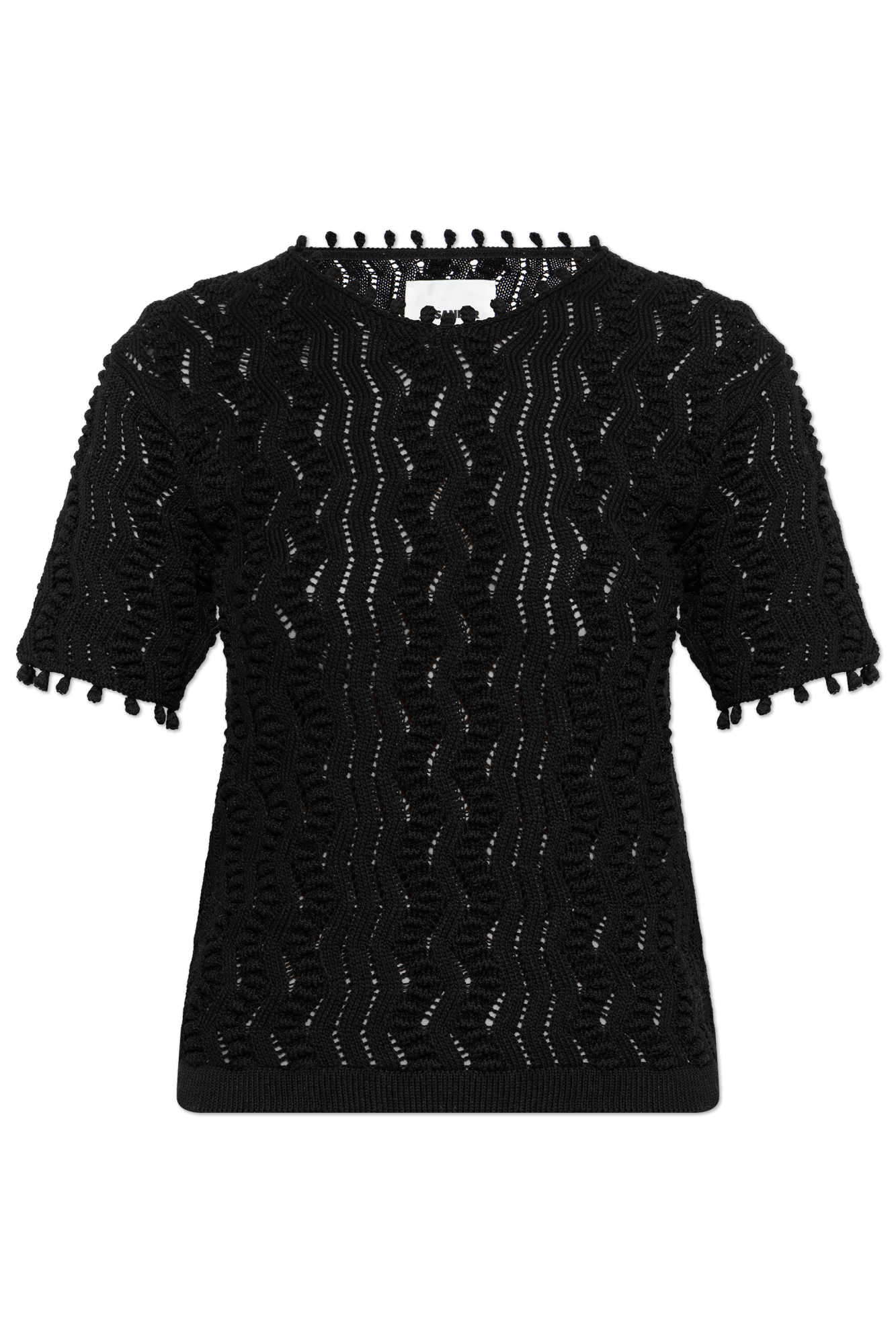 JIL SANDER Ażurowy T-shirt, Kobiety, Czarny