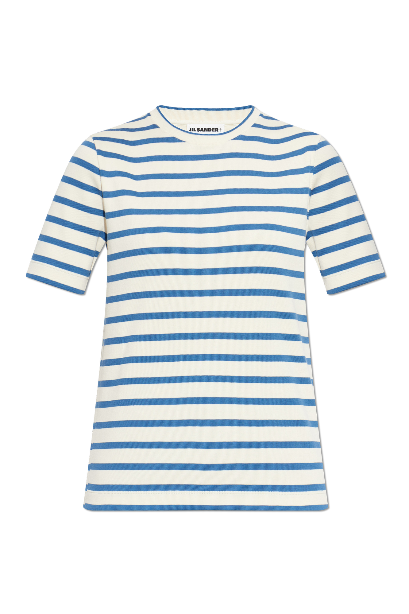 JIL SANDER+ Bawełniany T-shirt Ze Wzorem W Pasy, Kobiety, Niebieski