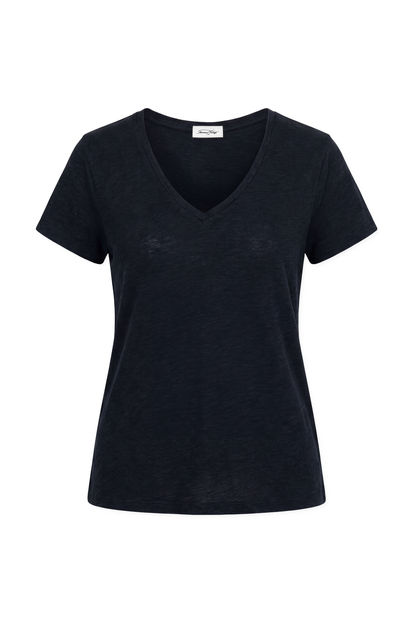 American Vintage T-shirt Z Dekoltem W Serek, Kobiety, Czarny