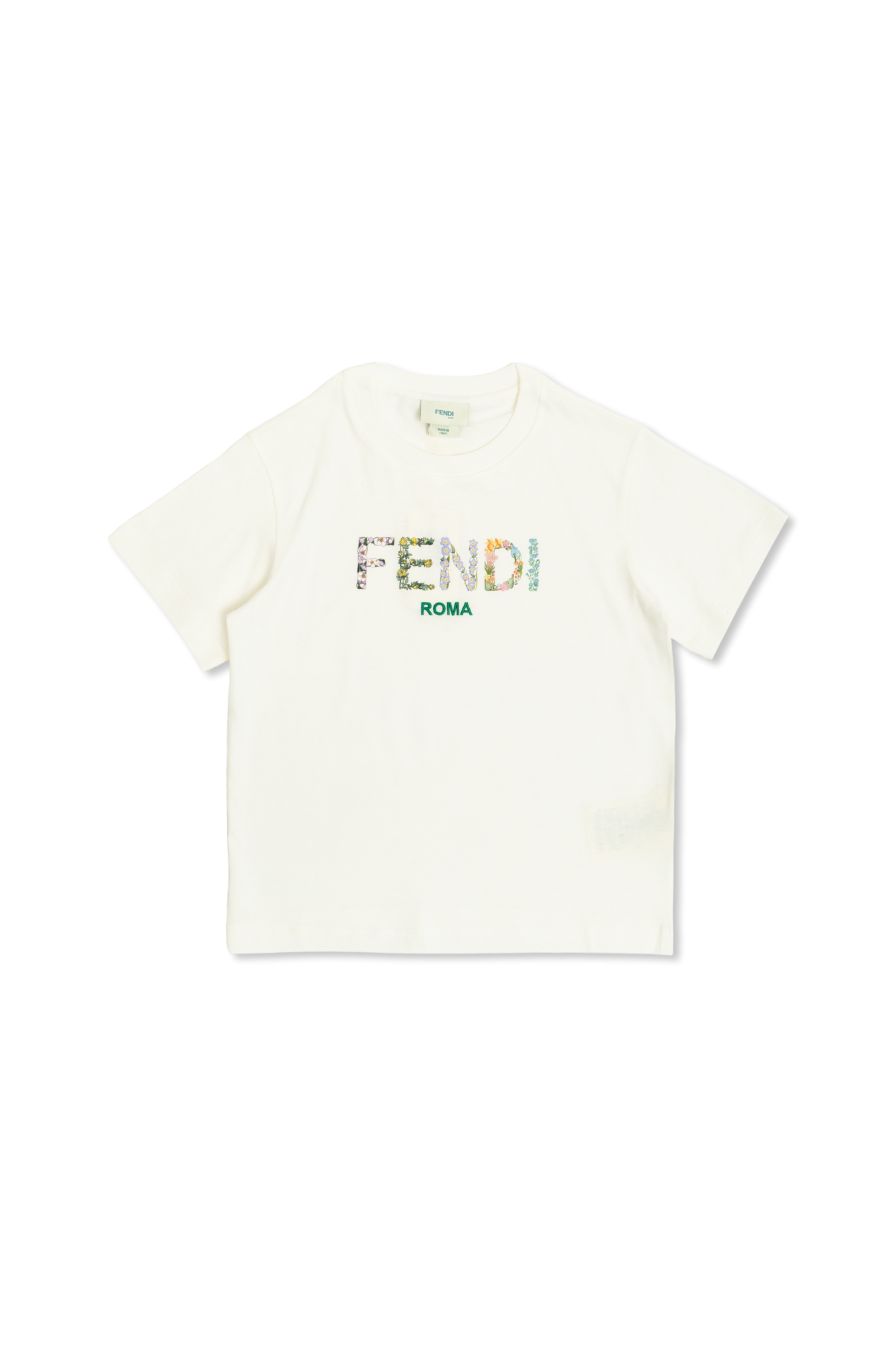 Fendi Kids T-shirt Z Kolorowo Nadrukowanym Logo, Unisex, Biały