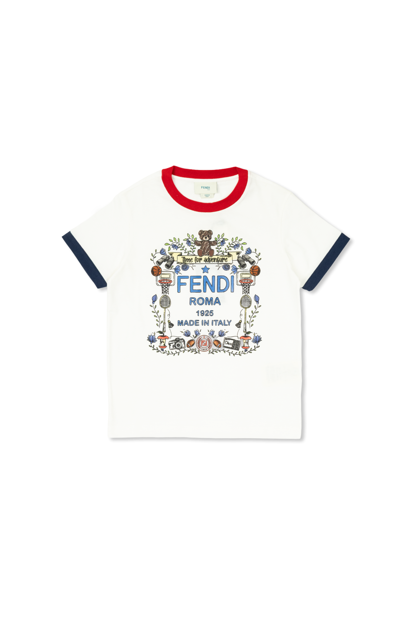 Fendi Kids T-shirt Z Kolorowym Nadrukiem, Unisex, Biały