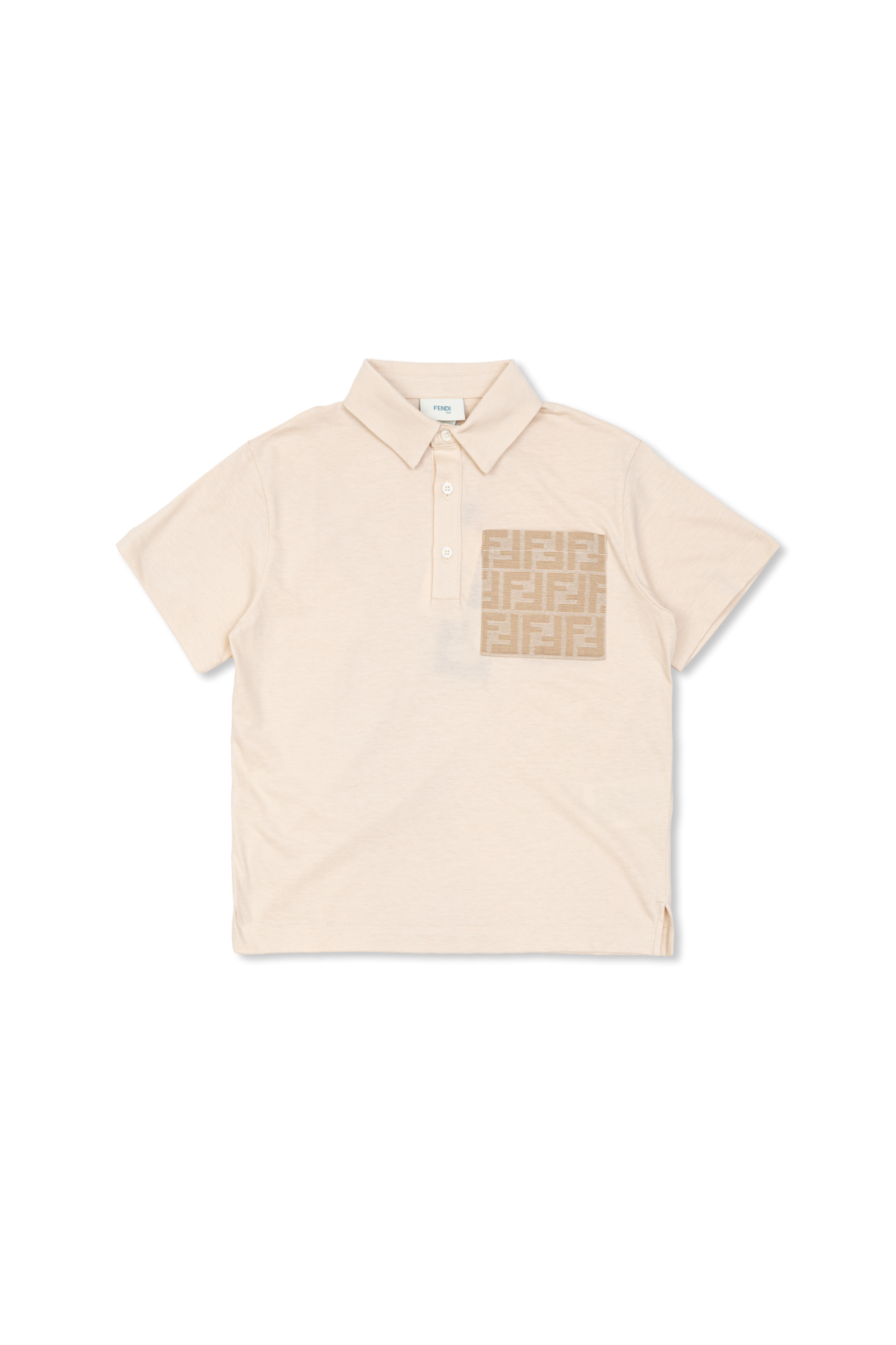 Fendi Kids Polo Z Kieszenią, Unisex, Beżowy