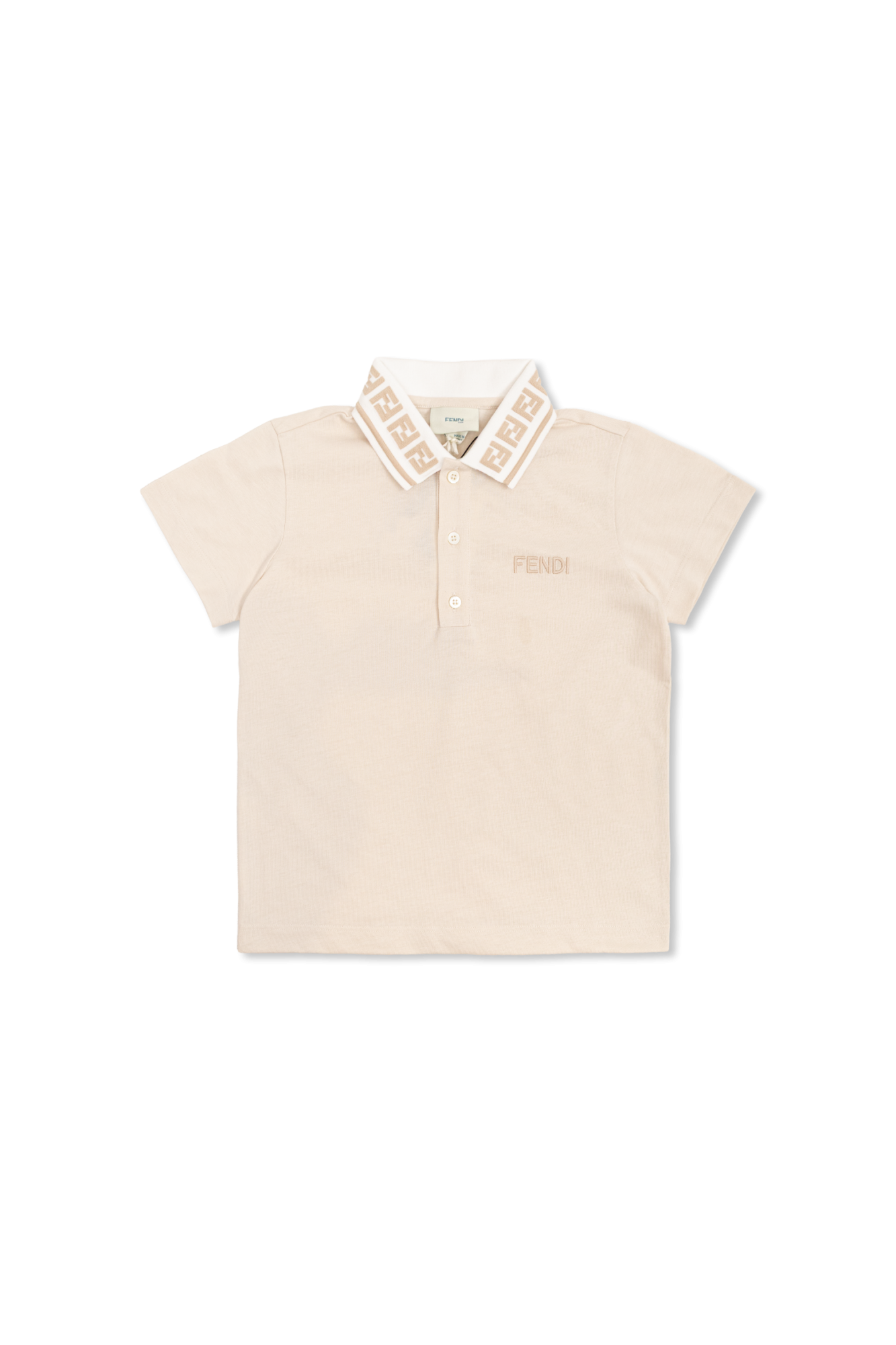 Fendi Kids Polo Z Logo, Unisex, Beżowy