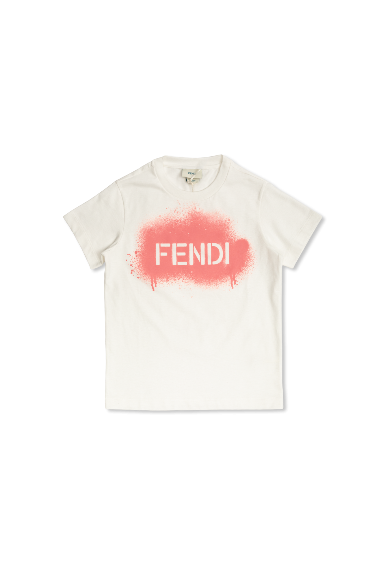 Fendi Kids Bawełniany T-shirt Z Nadrukiem, Unisex, Biały