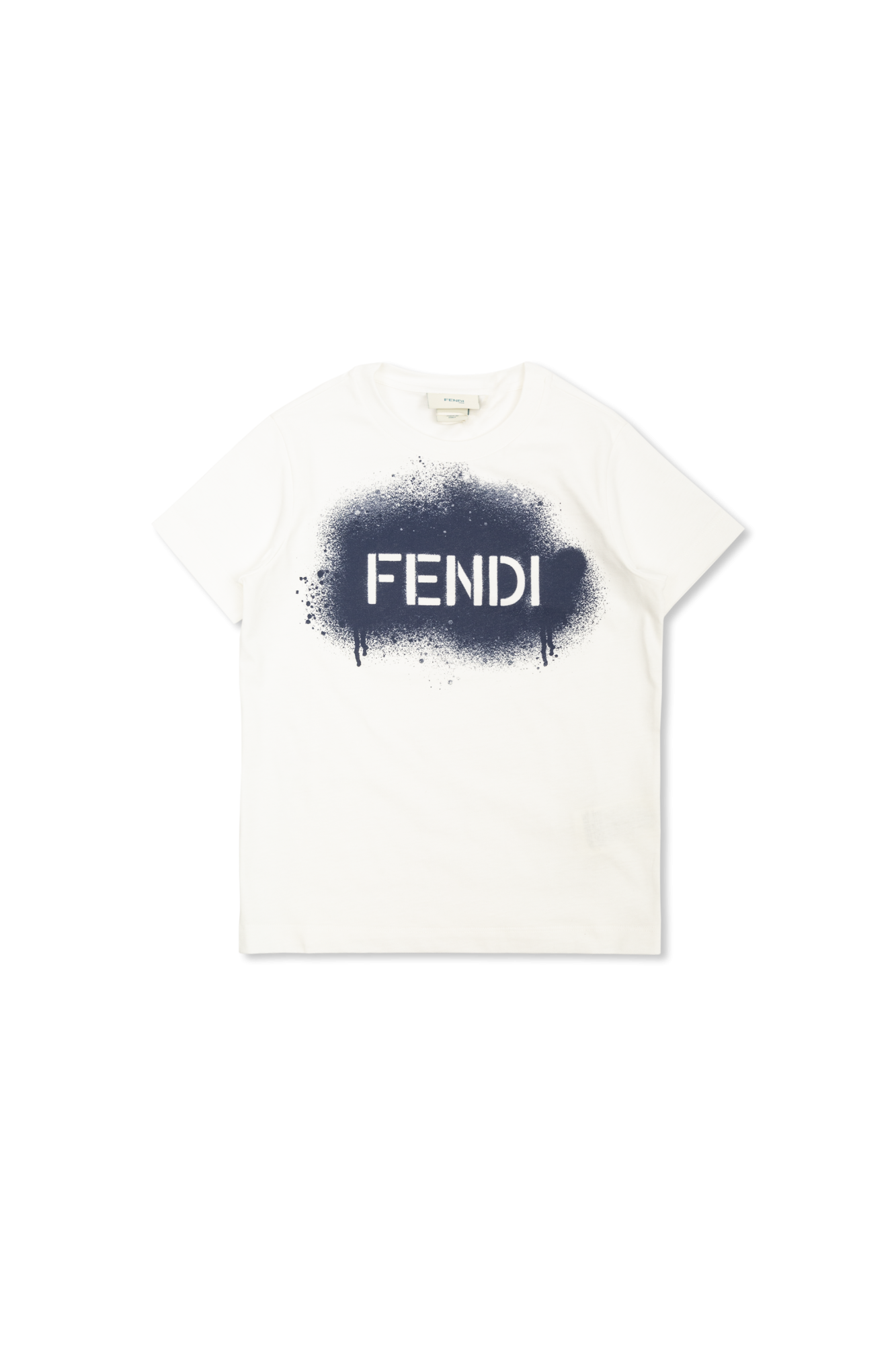 Fendi Kids Bawełniany T-shirt Z Nadrukiem, Unisex, Biały