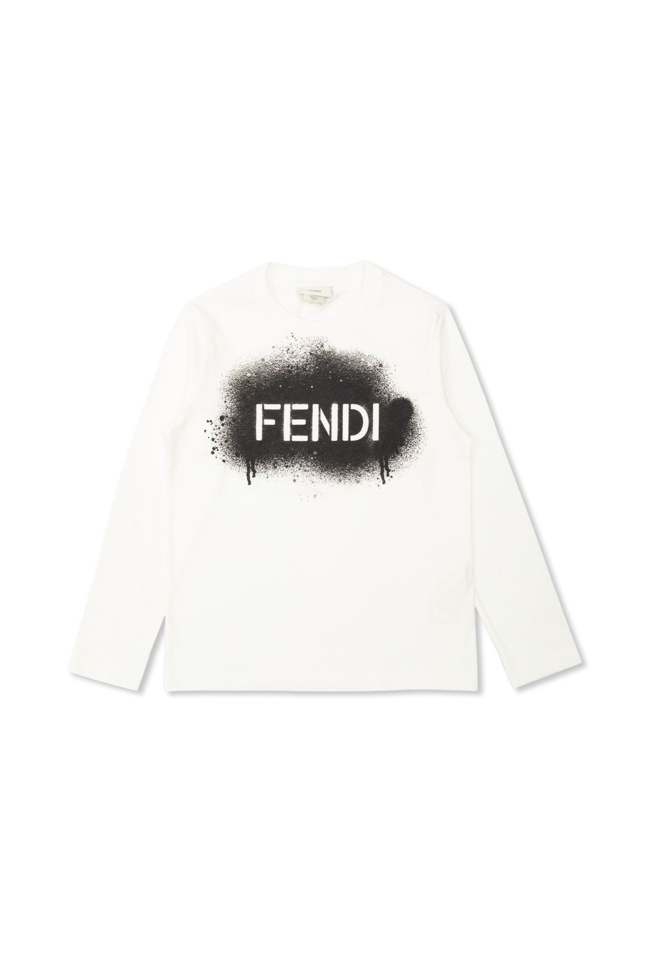 Fendi Kids Bawełniany T-shirt Z Długimi Rękawami, Unisex, Biały