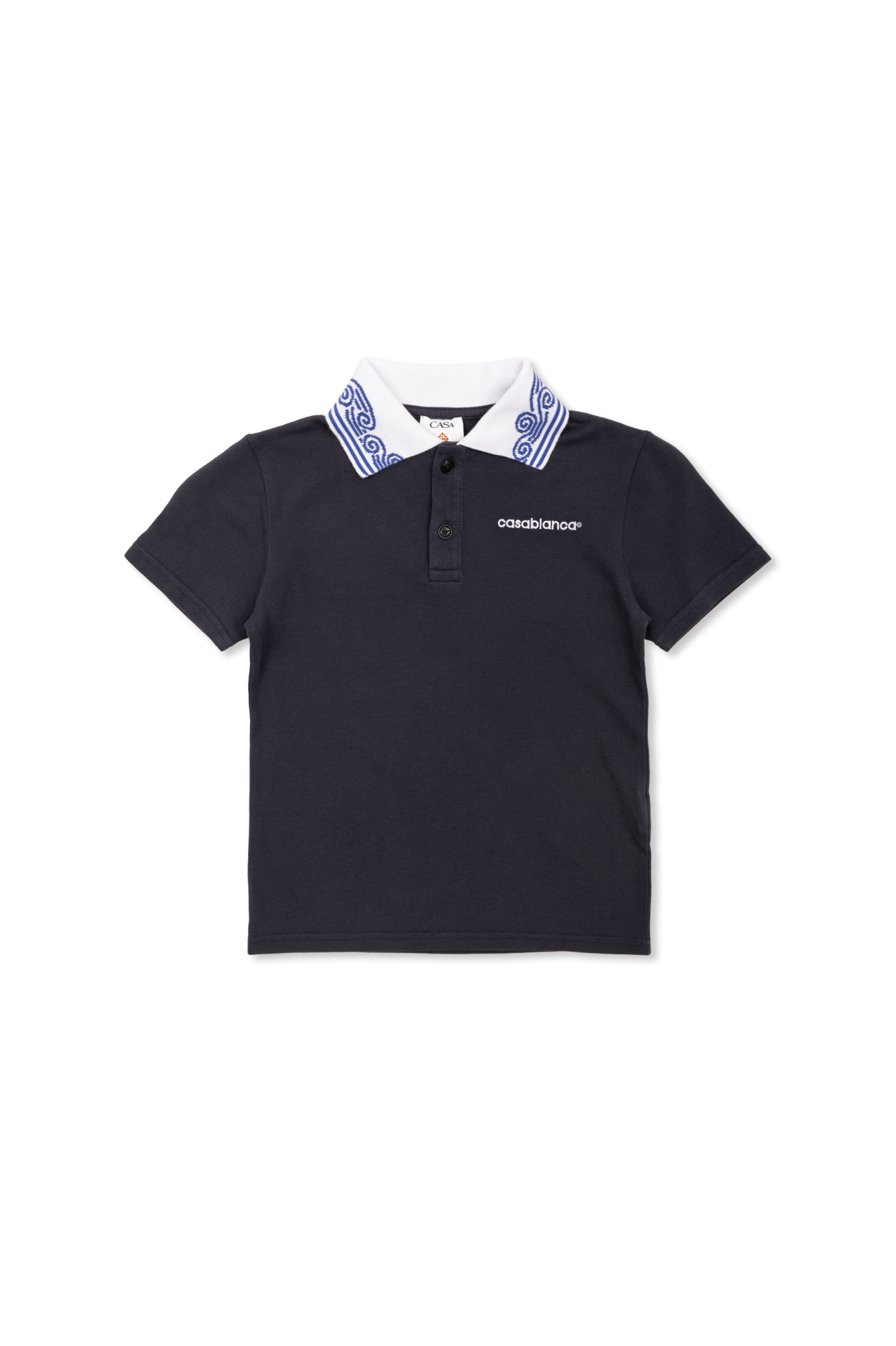 Casablanca Kids Polo Z Wyszytym Logo, Unisex, Granatowy