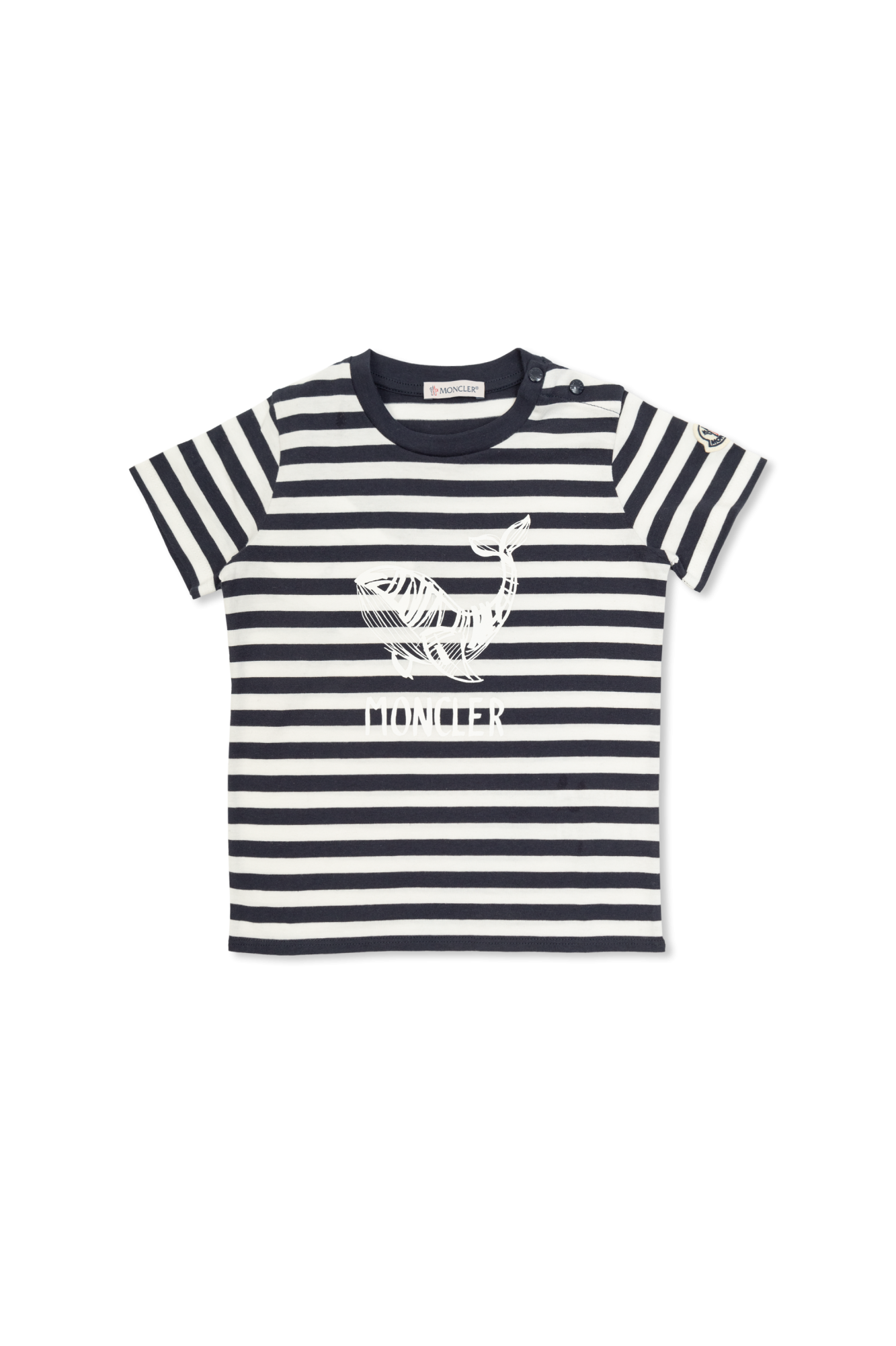 Moncler Enfant T-shirt Ze Wzorem W Pasy, Unisex, Granatowy