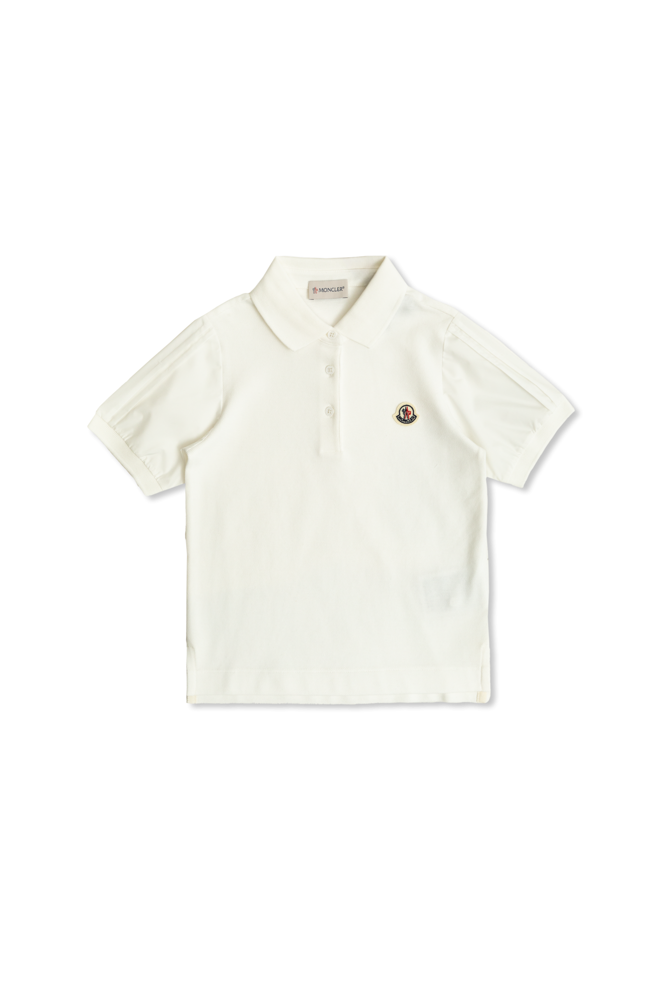 Moncler Enfant Bawełniane Polo Z Naszywką Z Logo, Unisex, Biały