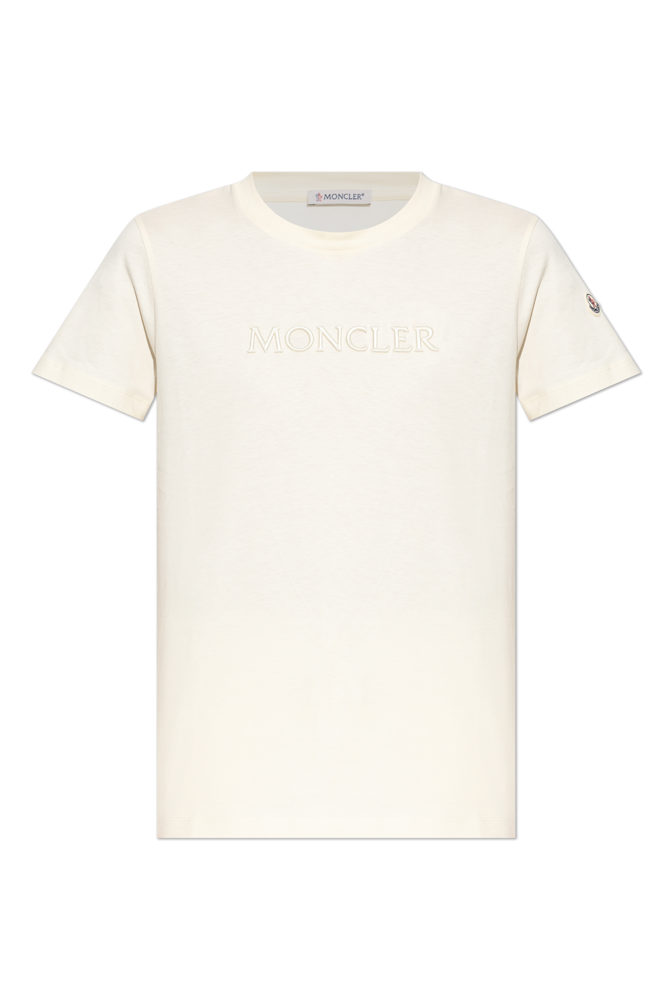 Moncler T-shirt Z Logo, Kobiety, Kremowy