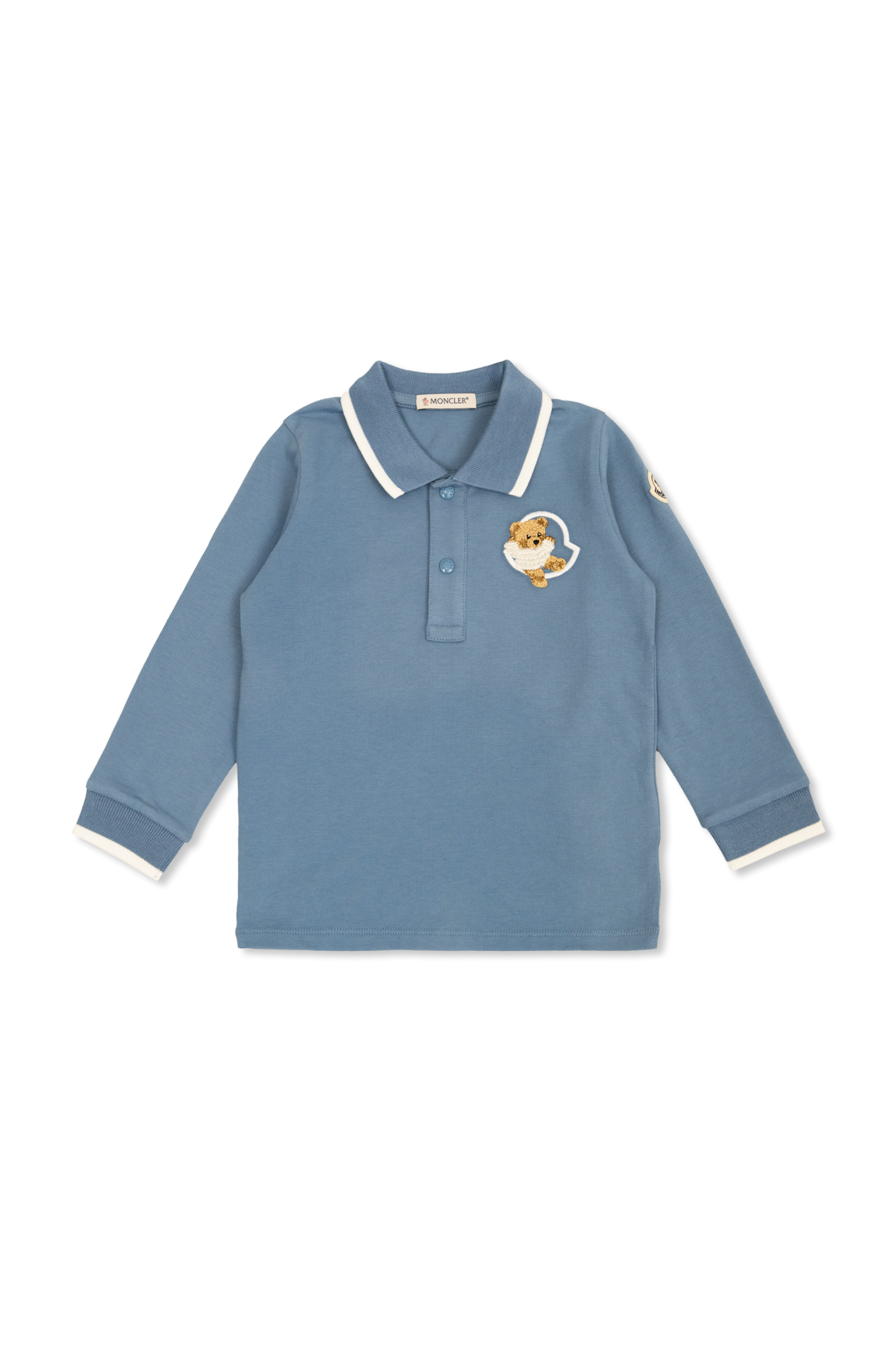 Moncler Enfant Polo Z Długimi Rękawami, Unisex, Jasnoniebieski