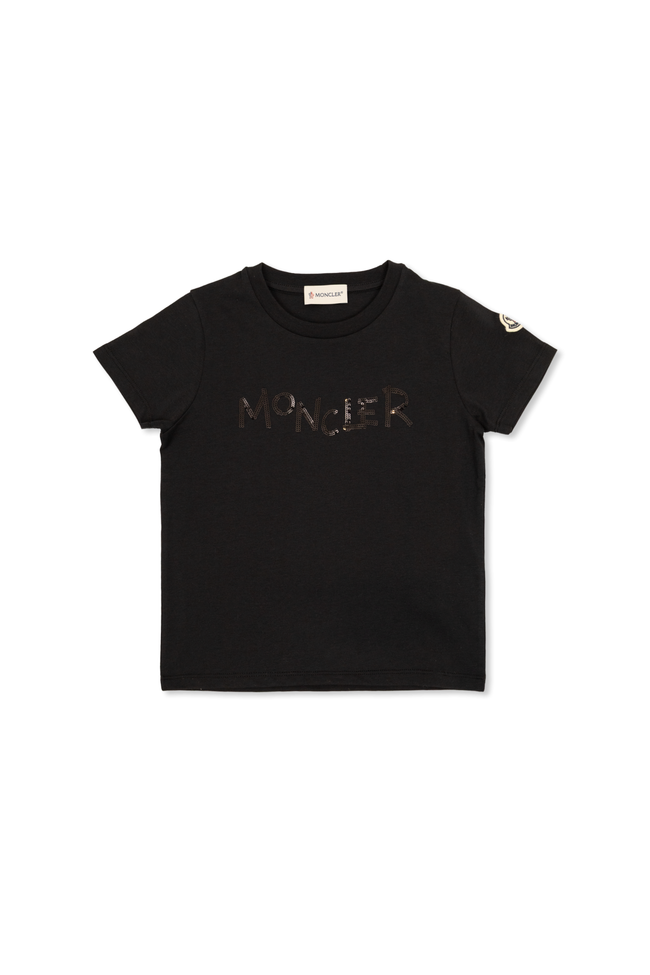 Moncler Enfant T-shirt Z Cekinowym Logo, Unisex, Czarny