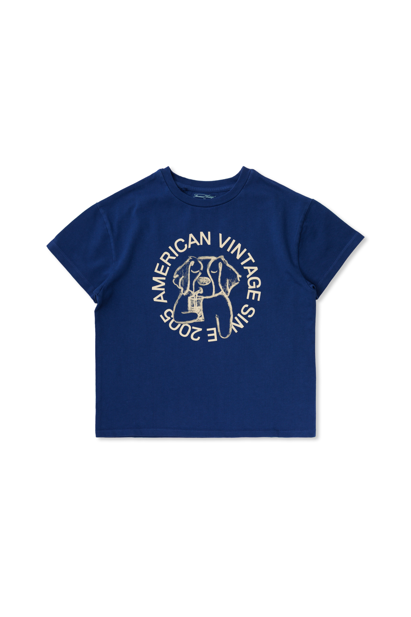 American Vintage Kids T-shirt Z Nadrukiem, Unisex, Granatowy