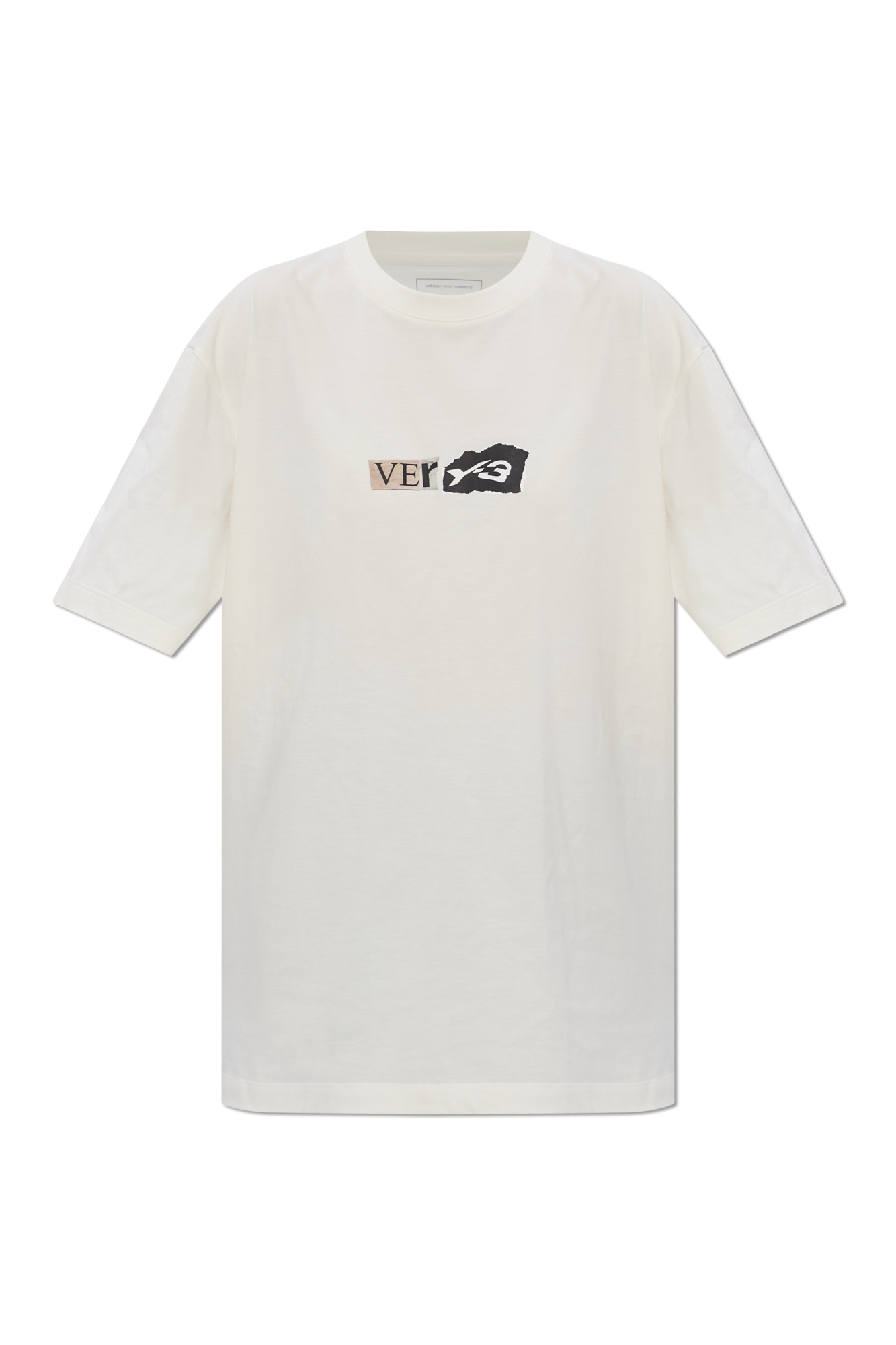 Y-3 T-shirt Z Nadrukiem Logo, Unisex, Kremowy
