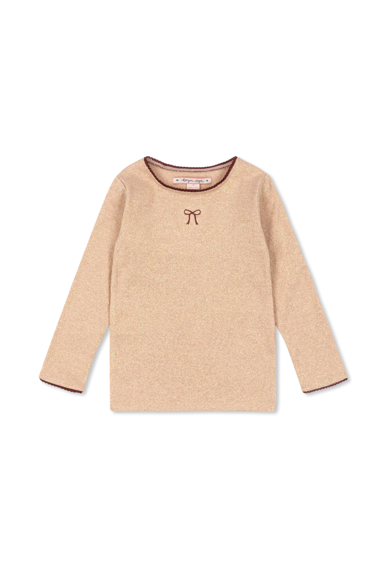 Konges Sløjd Top Z Wyszyciem, Unisex, Różowy
