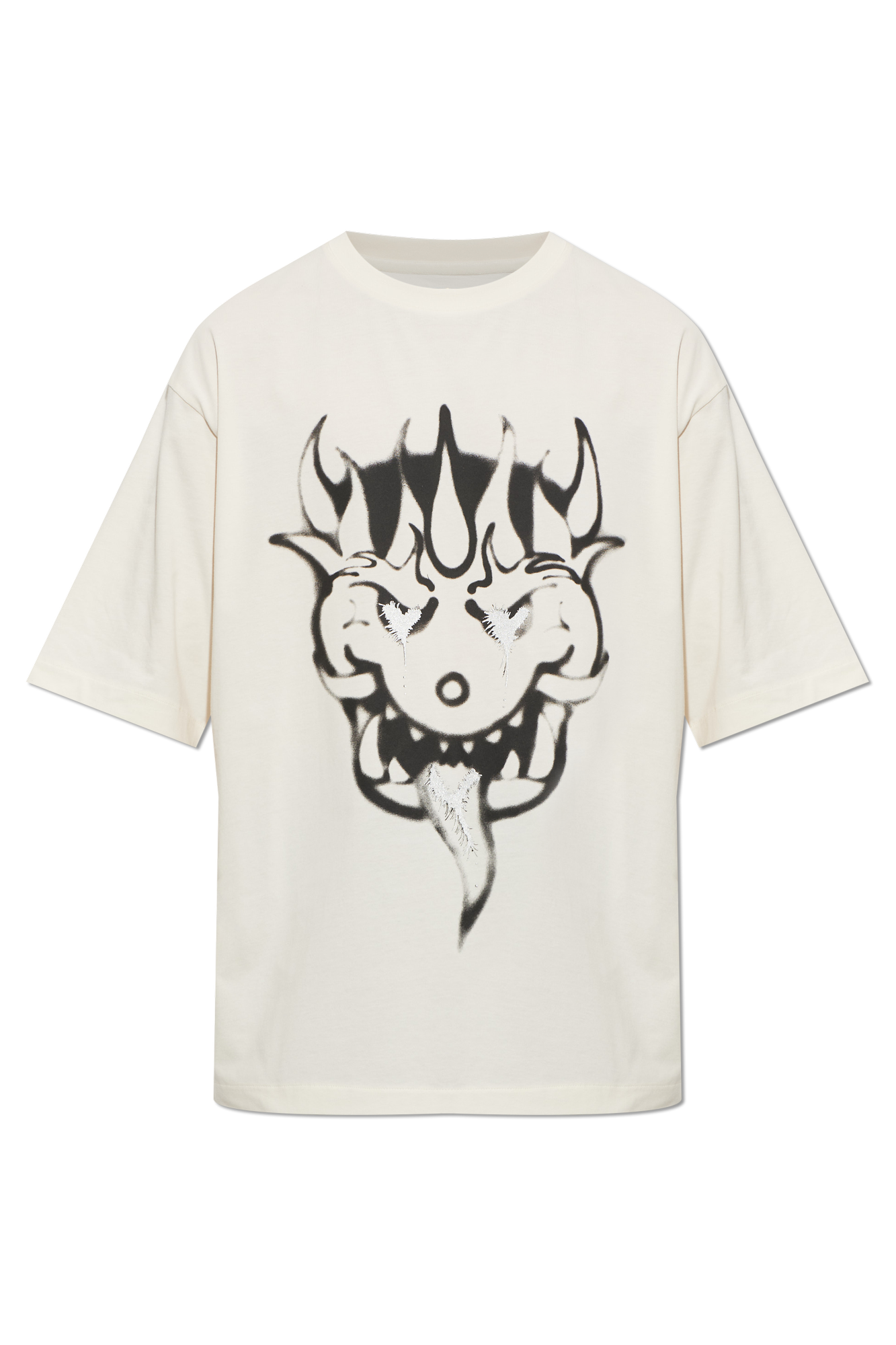 Y-3 T-shirt Z Nadrukiem, Mężczyźni, Kremowy