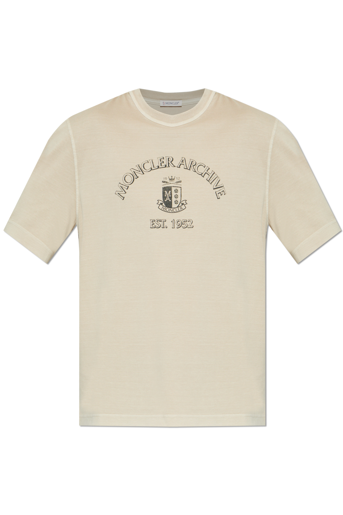 Moncler T-shirt Z Logo, Mężczyźni, Kremowy