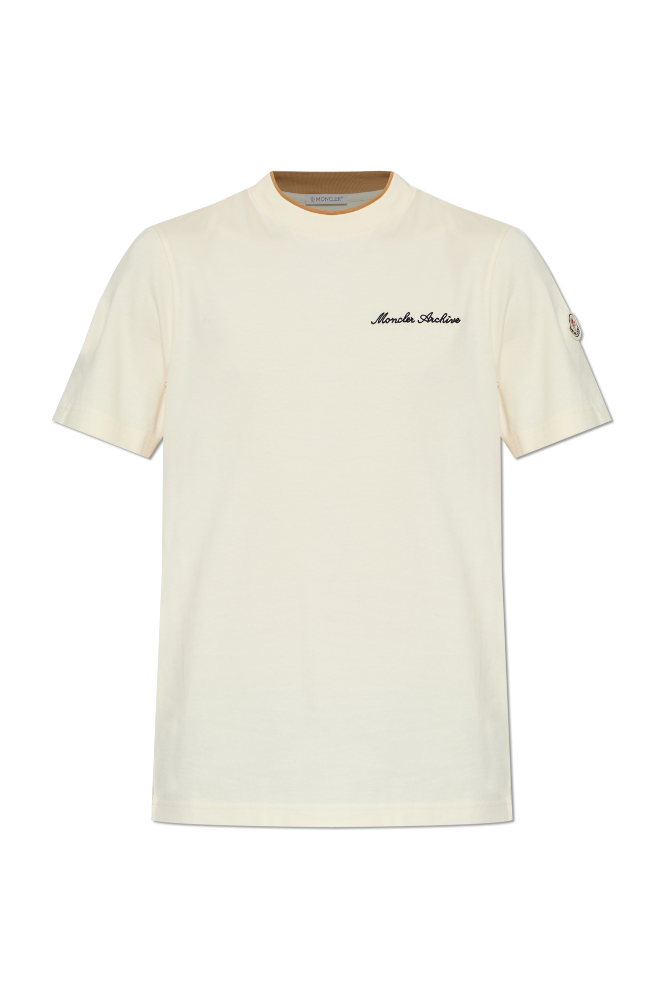 Moncler T-shirt Z Logo, Mężczyźni, Kremowy