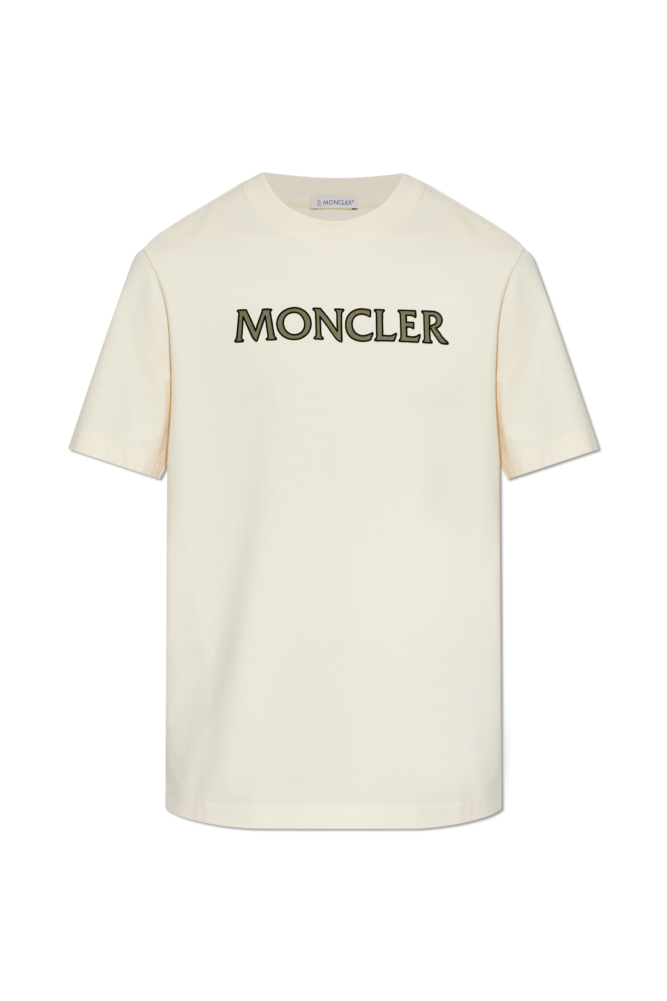 Moncler T-shirt Z Wyszytym Logo, Mężczyźni, Kremowy
