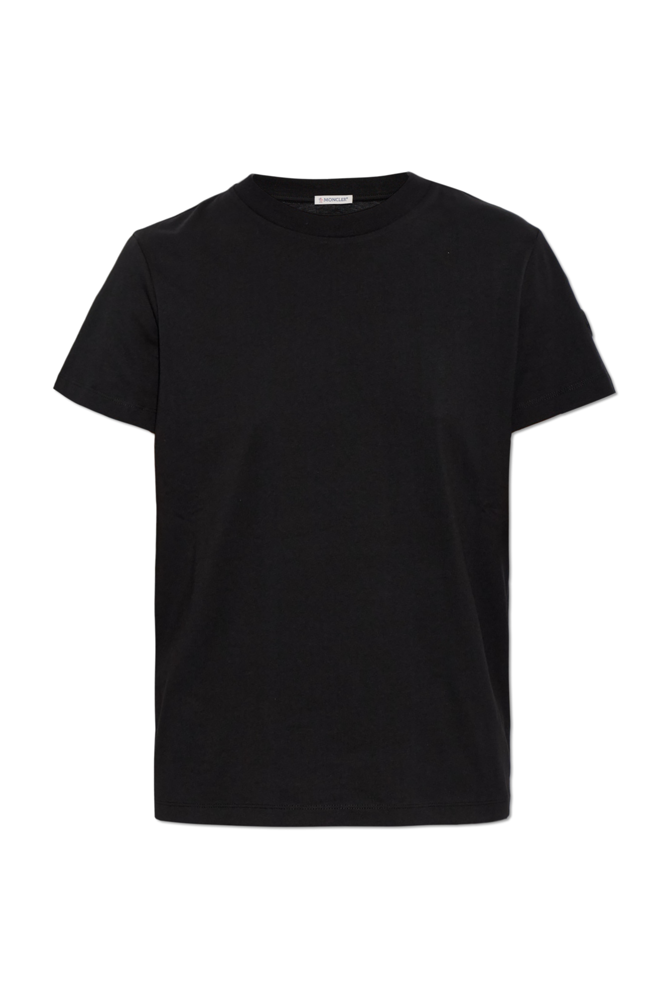 Moncler T-shirt Z Logo Na Rękawie, Kobiety, Czarny