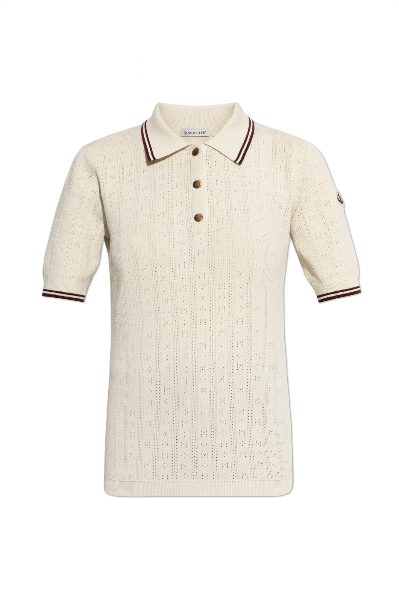 Moncler Polo Z Naszywką Logo, Kobiety, Kremowy