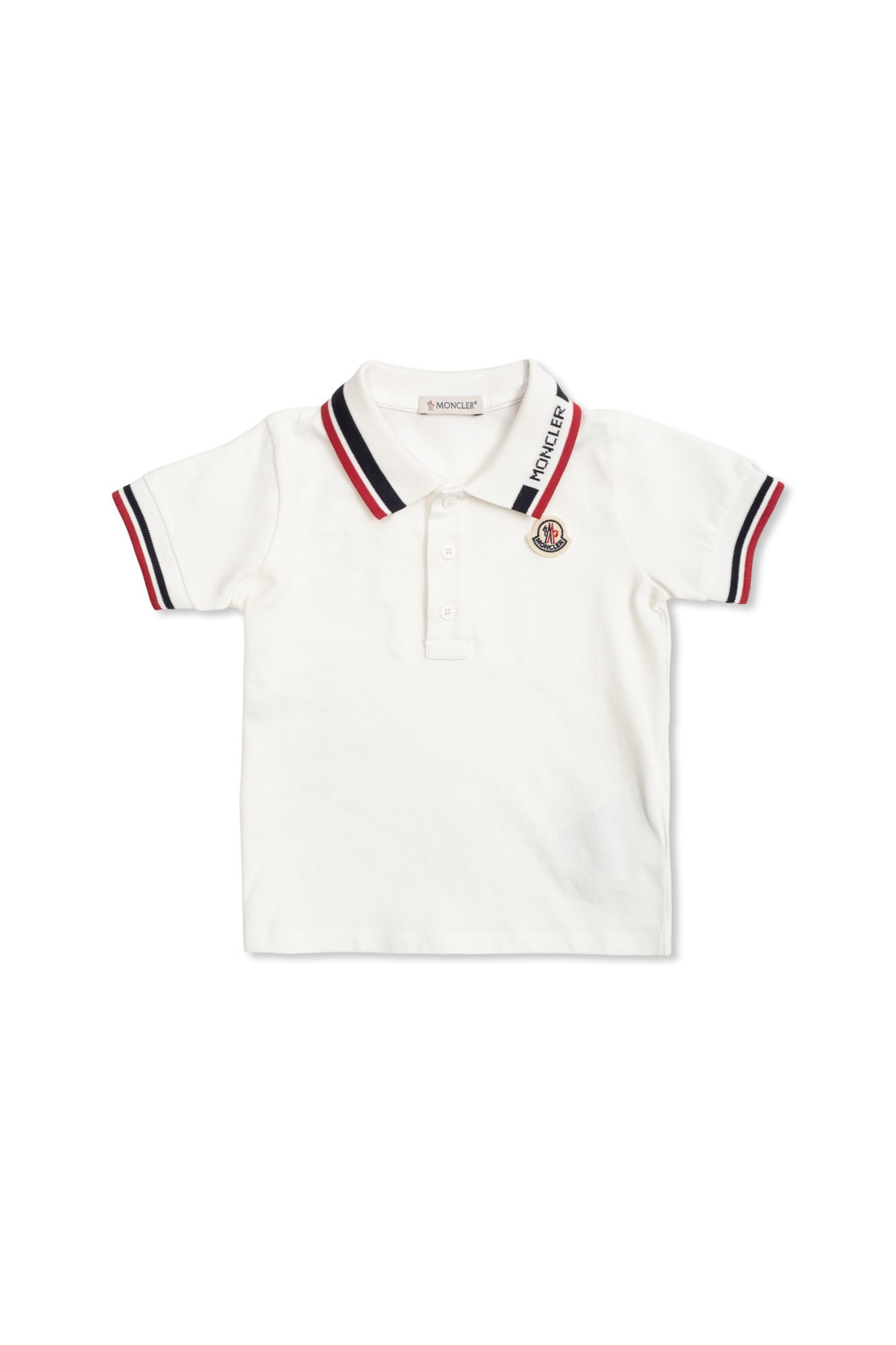 Moncler Enfant Polo Z Naszywką Logo, Unisex, Biały