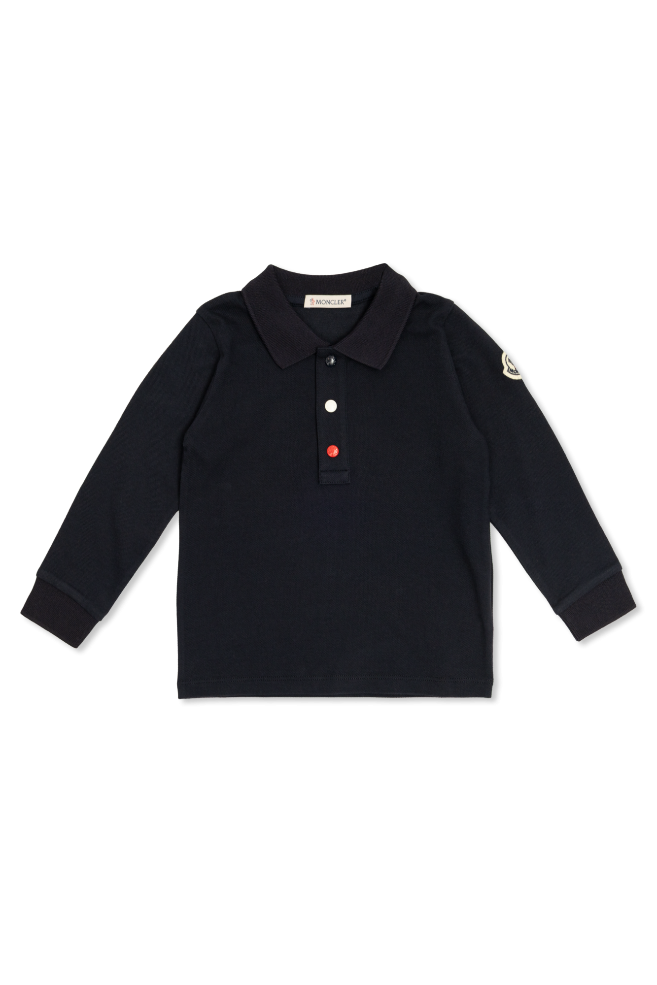 Moncler Enfant Polo Z Długimi Rękawami I Naszywką Logo, Unisex, Granatowy