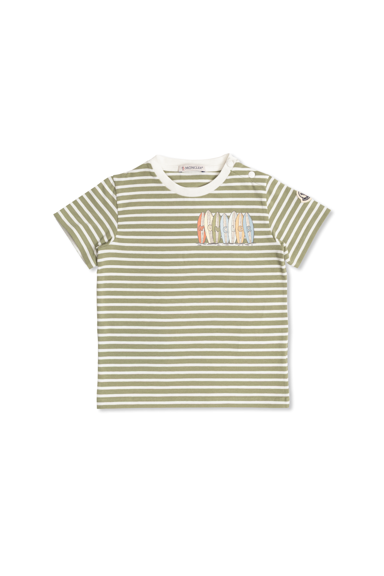 Moncler Enfant T-shirt Ze Wzorem W Pasy, Unisex, Zielony