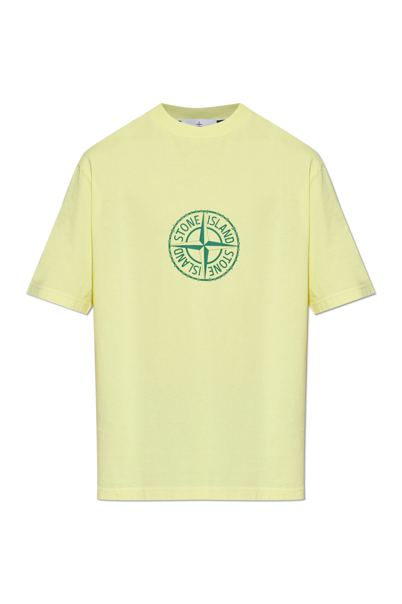 Stone Island T-shirt Z Nadrukowanym Logo, Mężczyźni, żółty